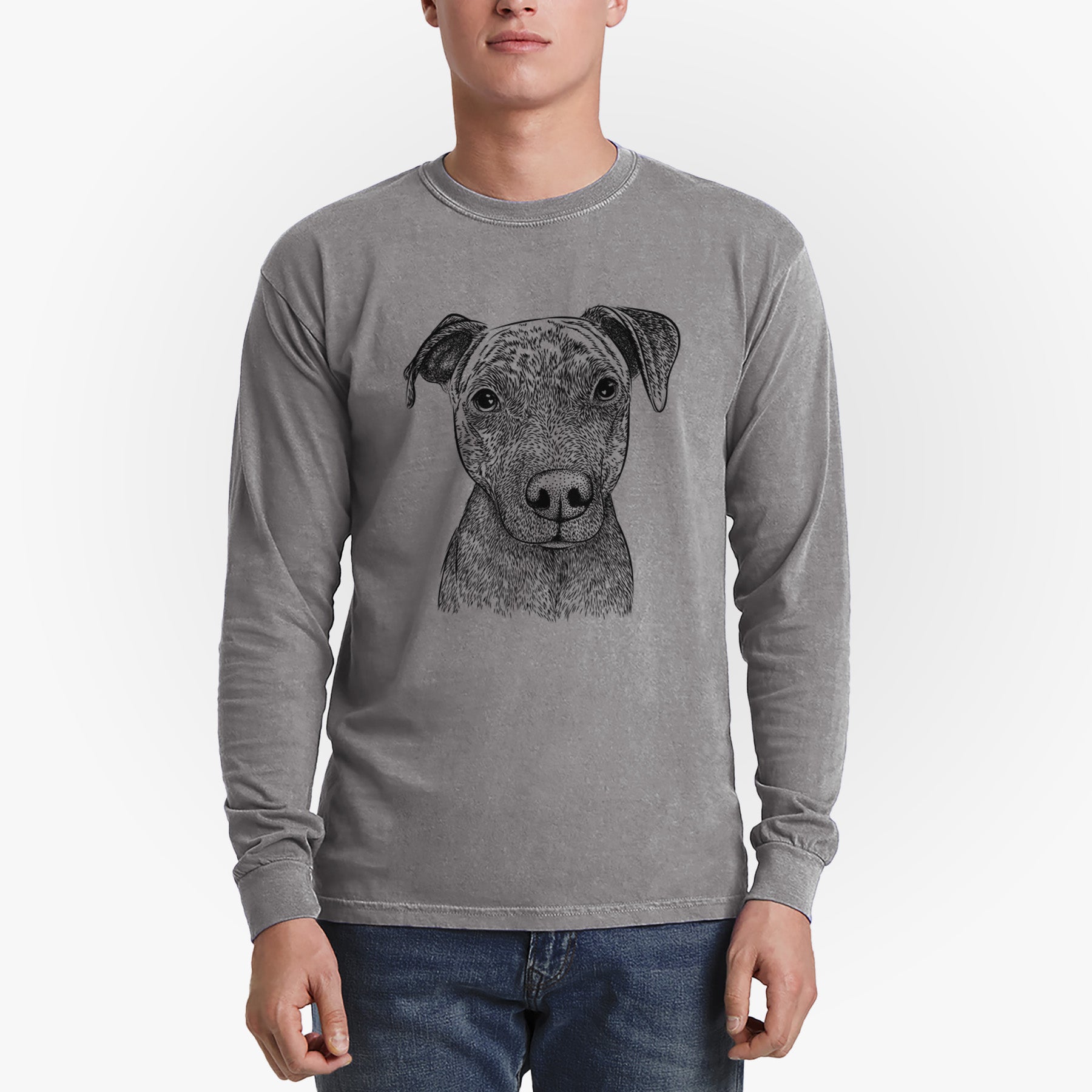 Bare Reeses the Pitbull - Men's Heavyweight 100% Cotton Long Sleeve