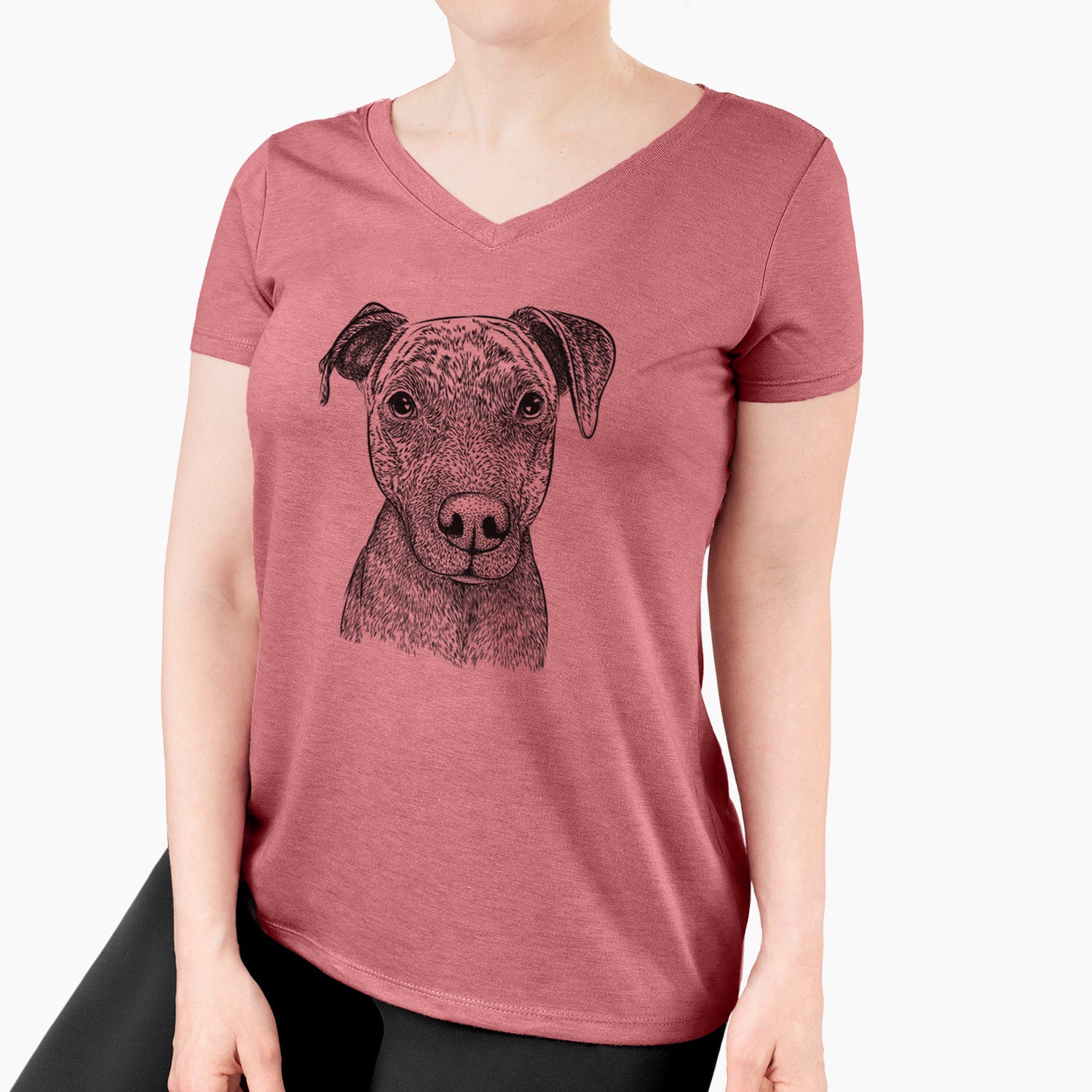 Bare Reeses the Pitbull - Women's V-neck Shirt