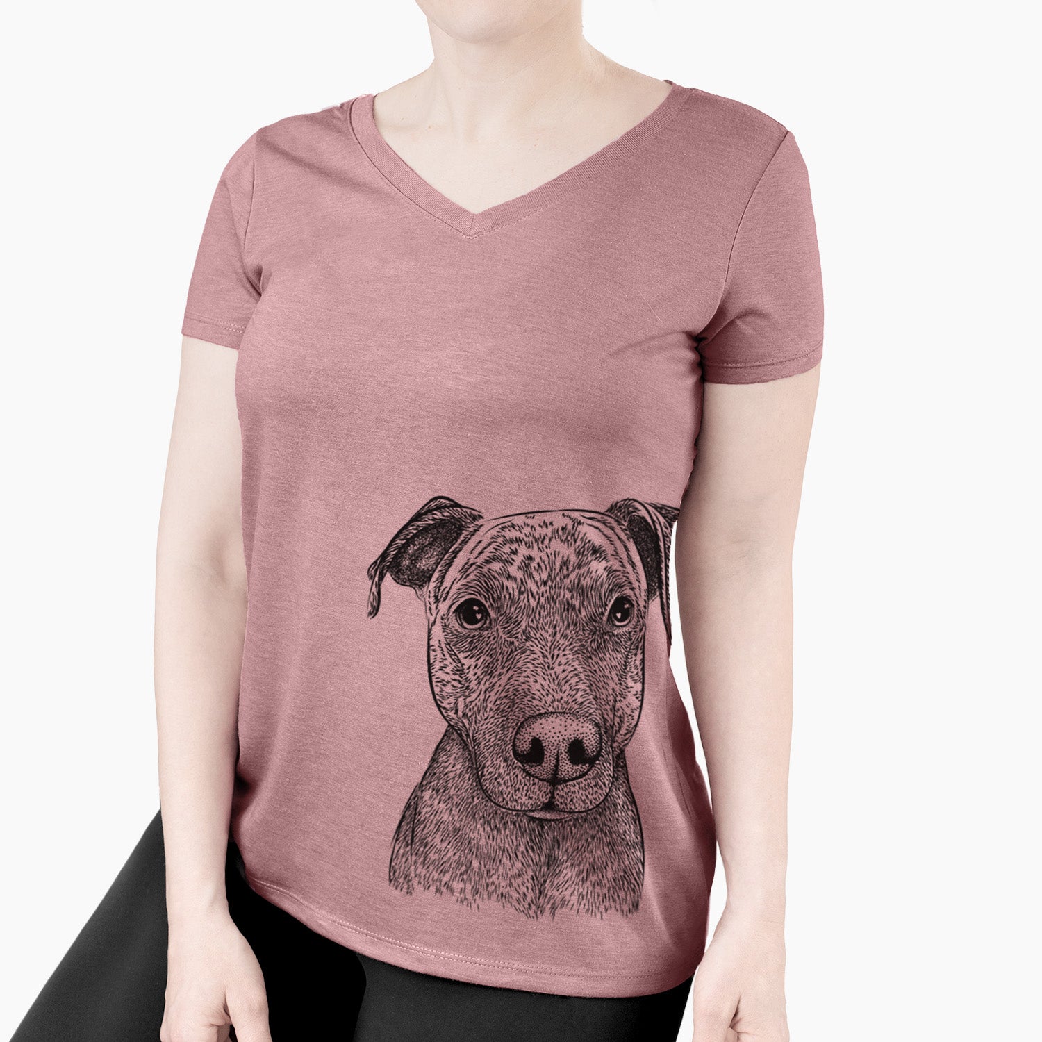 Bare Reeses the Pitbull - Women's V-neck Shirt