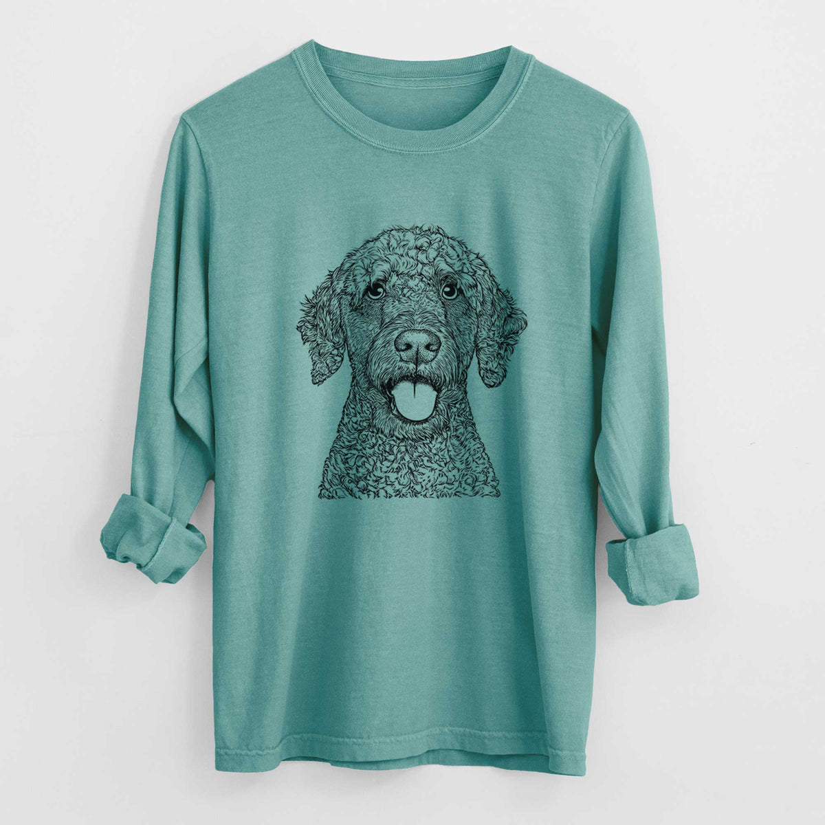 Bare Reina the Spanish Water Dog - Men&#39;s Heavyweight 100% Cotton Long Sleeve