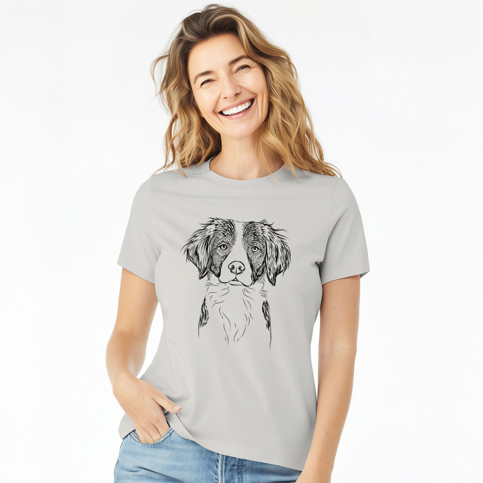 Bare Remi the Brittany - Women's Lightweight Relaxed Fit 100% Cotton Crewneck