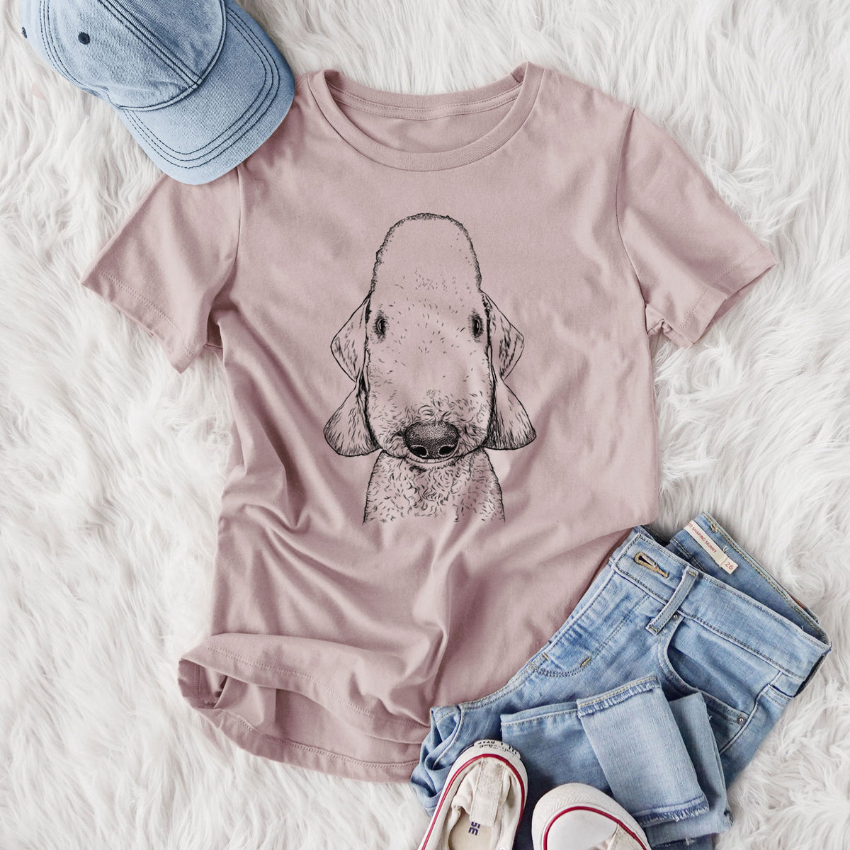 Bare Remington the Bedlington Terrier - Women's Lightweight Relaxed Fit 100% Cotton Crewneck