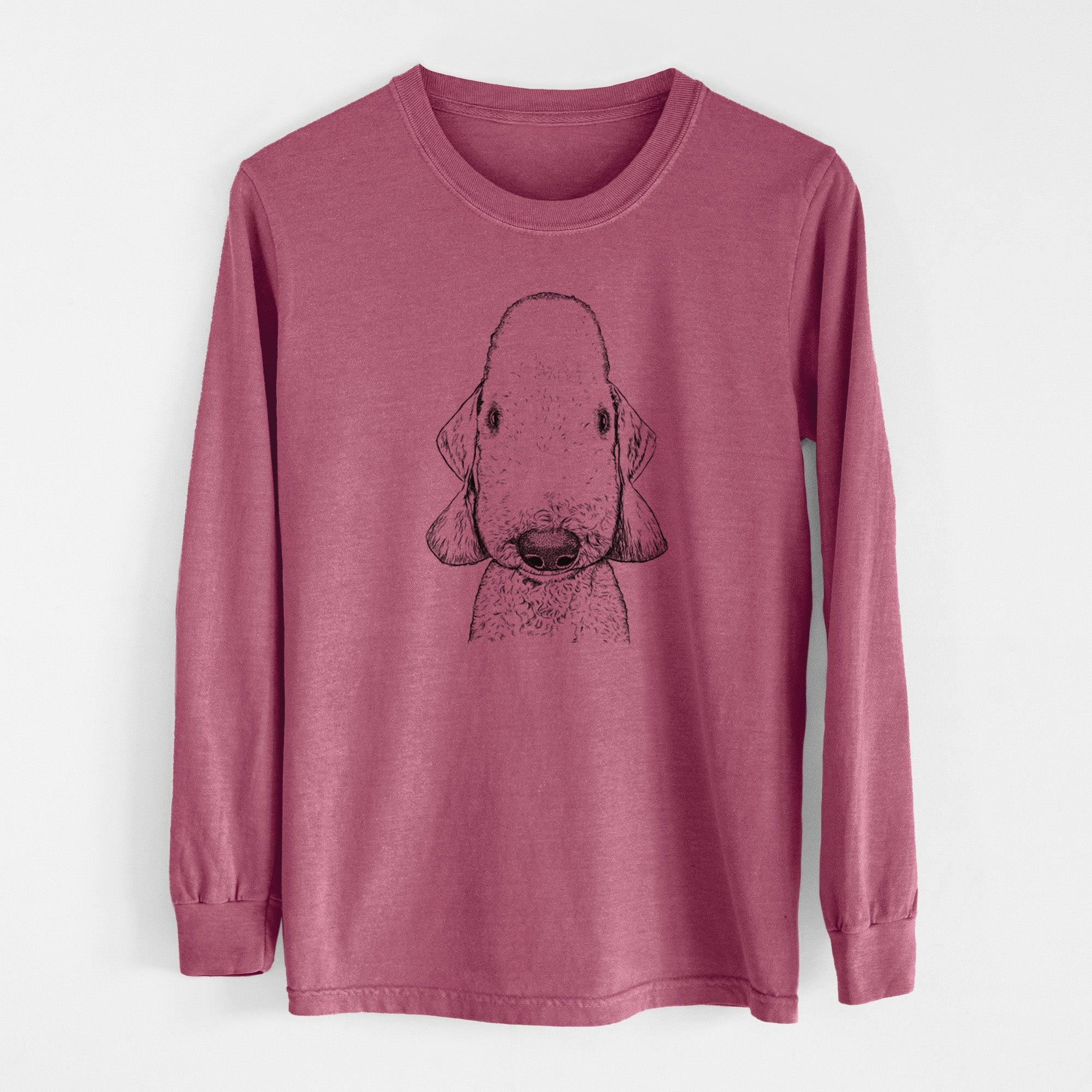 Bare Remington the Bedlington Terrier - Men's Heavyweight 100% Cotton Long Sleeve