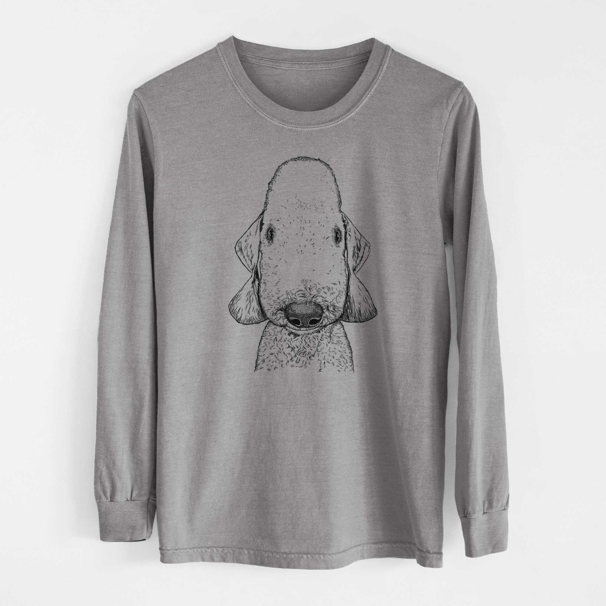 Bare Remington the Bedlington Terrier - Men's Heavyweight 100% Cotton Long Sleeve