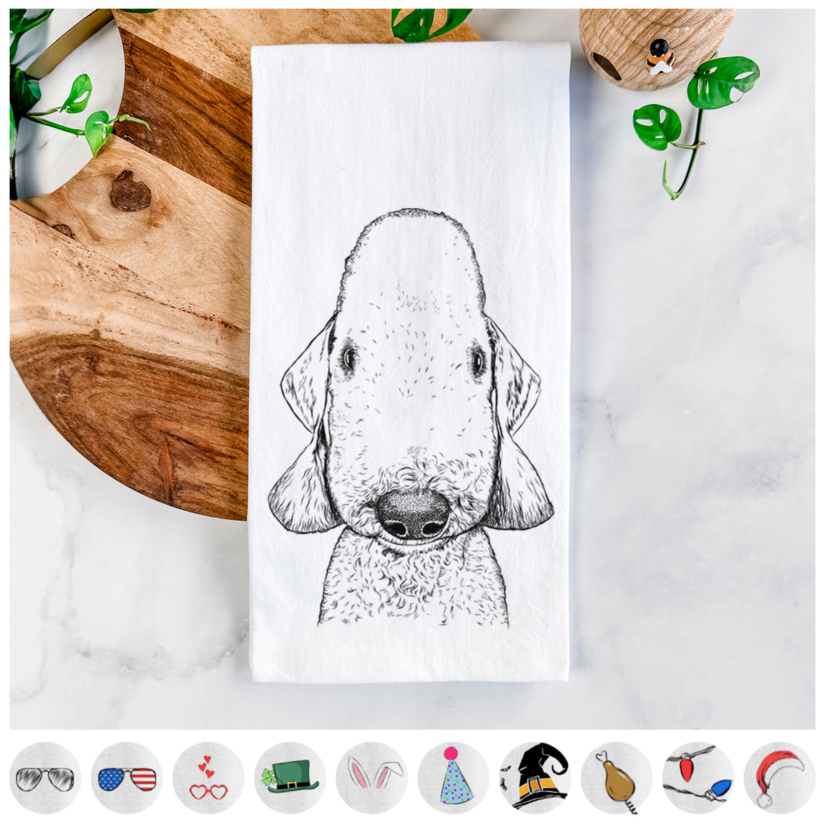 Remington the Bedlington Terrier Tea Towel