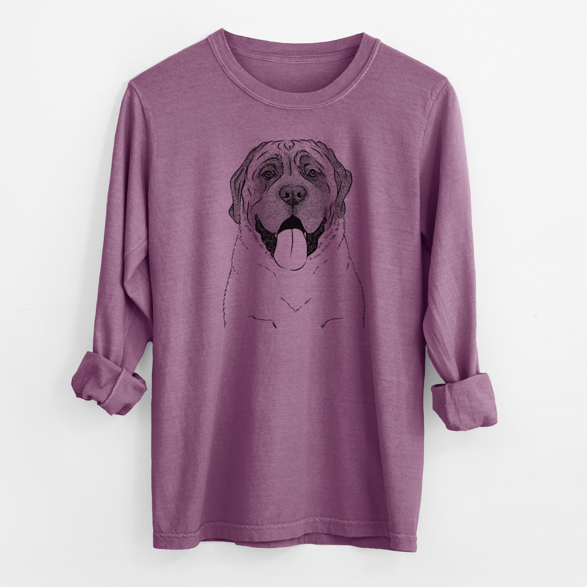 Bare Remmie the English Mastiff - Men's Heavyweight 100% Cotton Long Sleeve