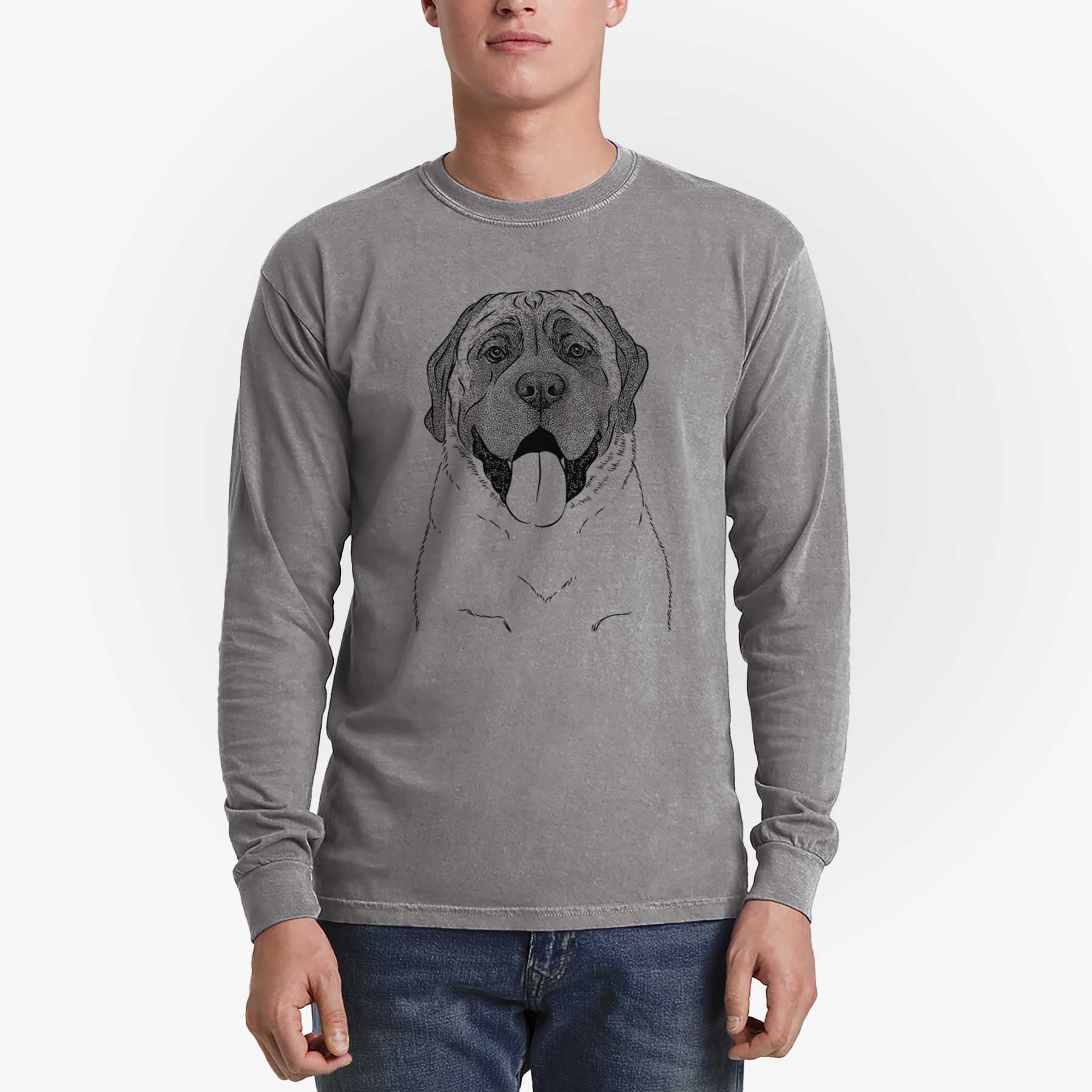 Bare Remmie the English Mastiff - Men's Heavyweight 100% Cotton Long Sleeve