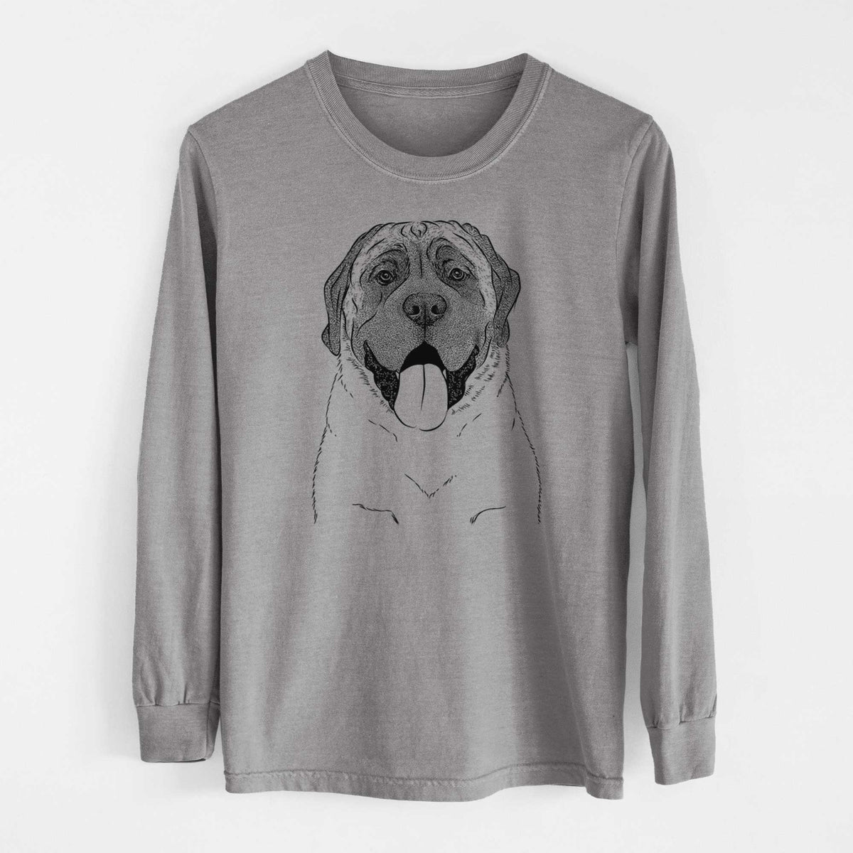 Bare Remmie the English Mastiff - Men's Heavyweight 100% Cotton Long Sleeve