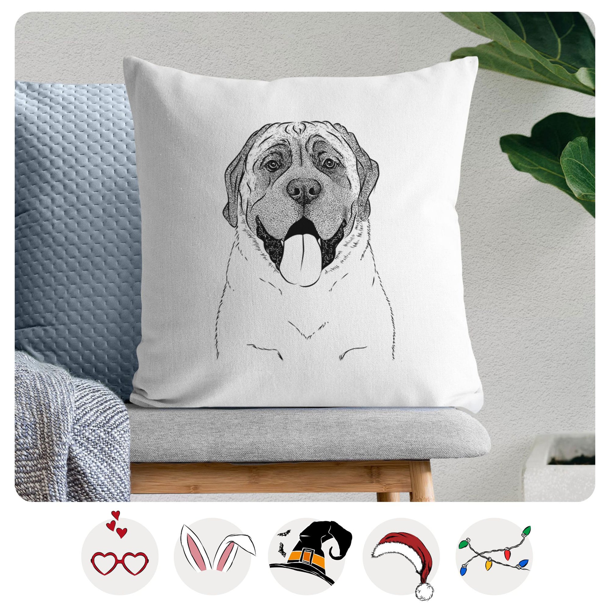 Remmie the English Mastiff - Throw Pillow Cover