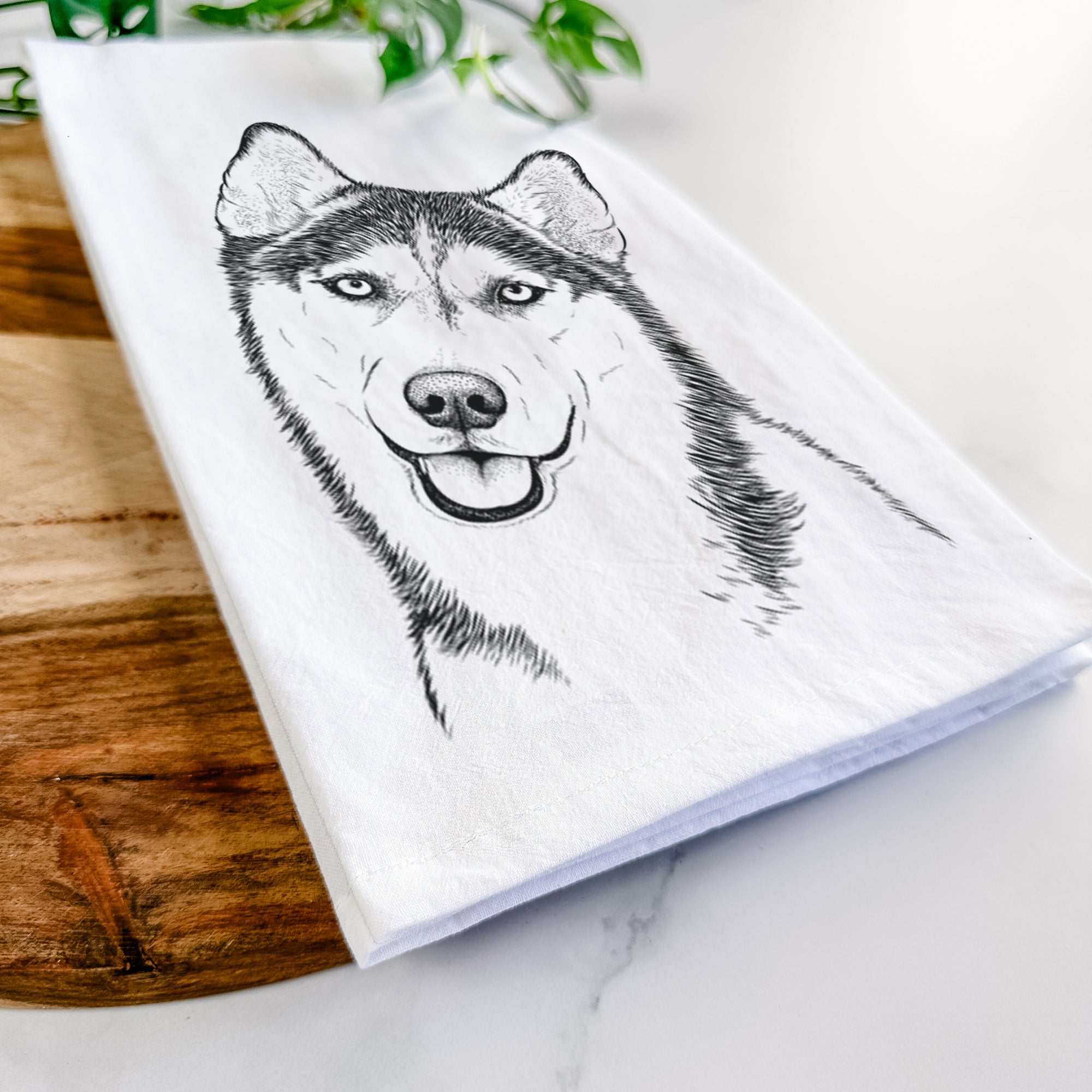 Remmie the Siberian Husky Tea Towel