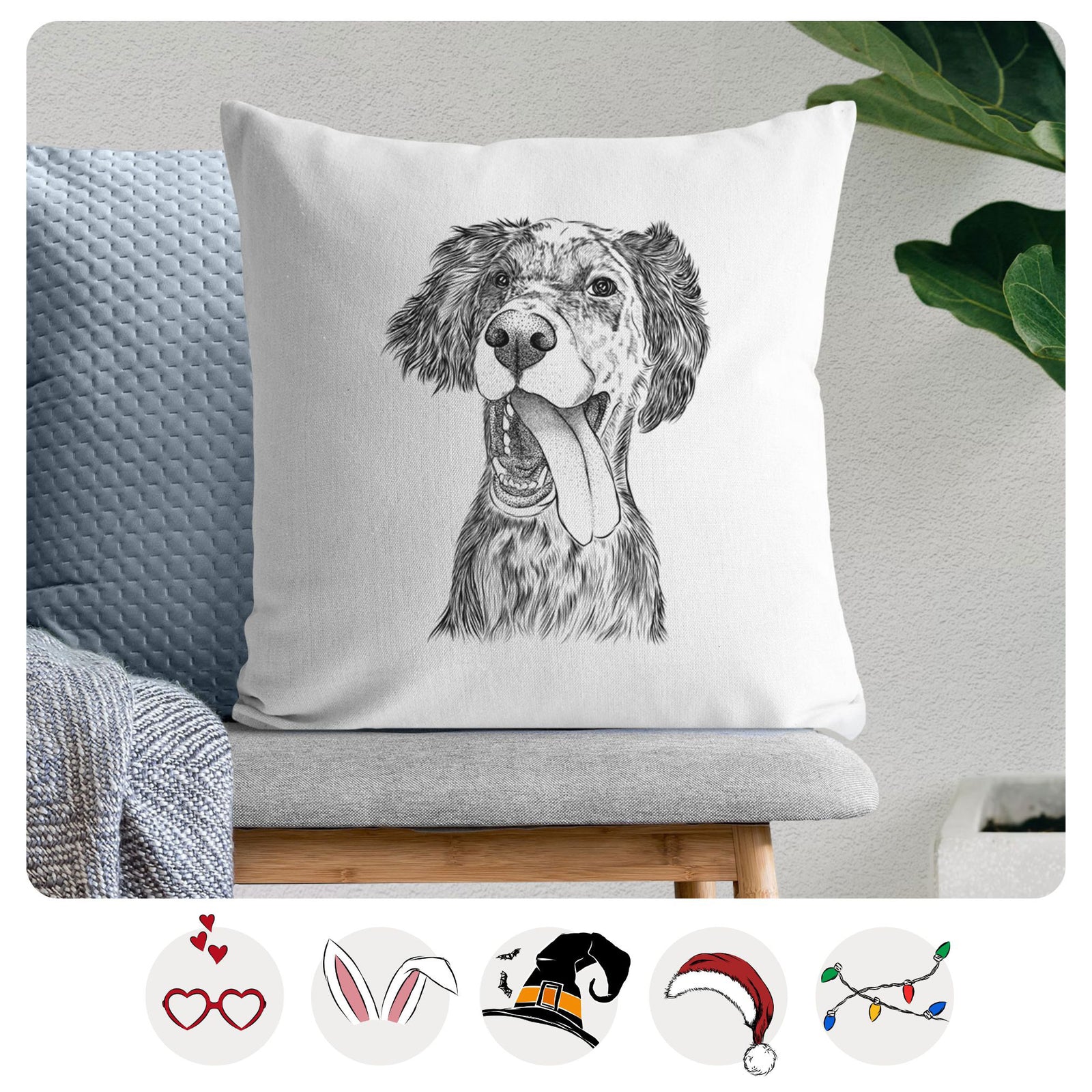 Renly the English Setter - Throw Pillow Cover