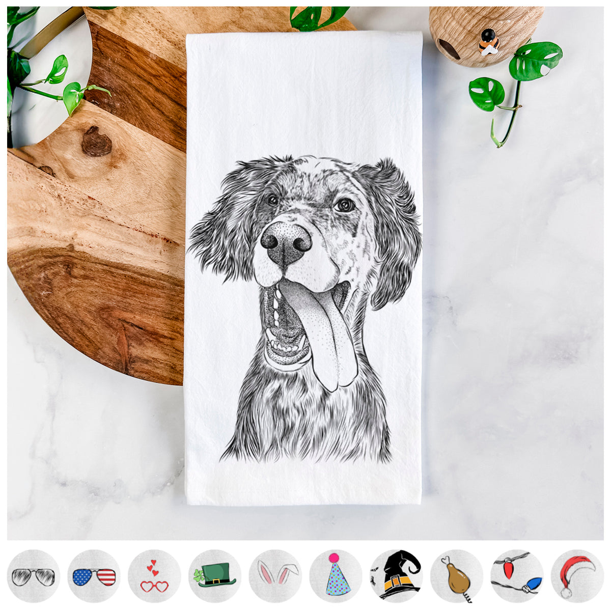 Renly the English Setter Tea Towel