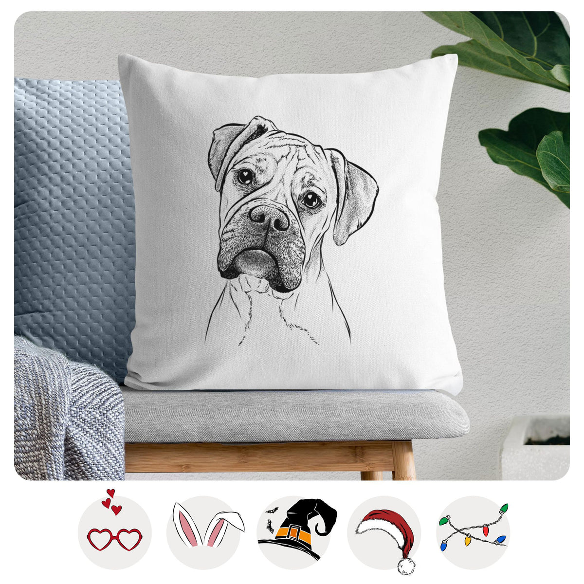 Reuby the Boxer - Throw Pillow Cover