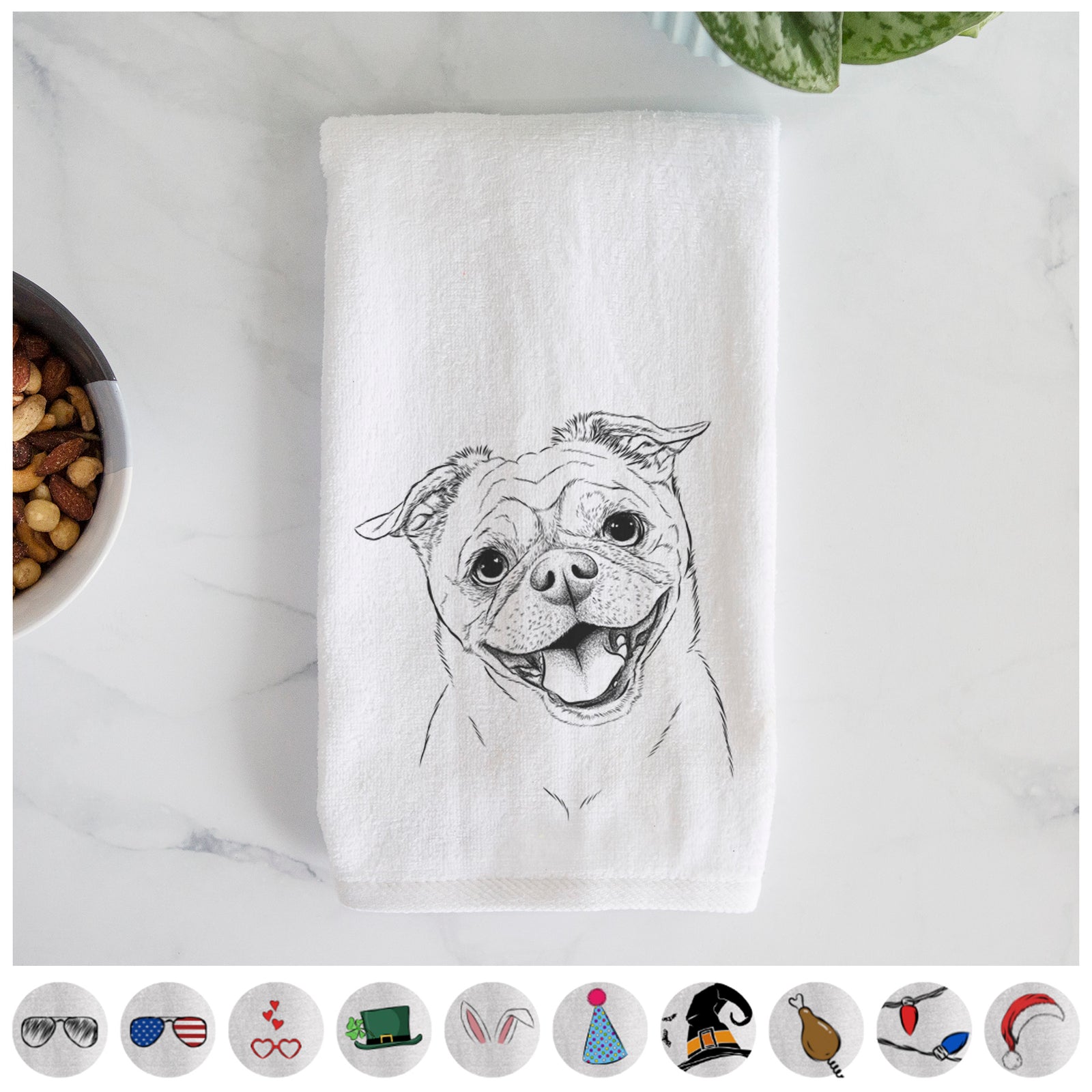 Riley the Chug Decorative Hand Towel