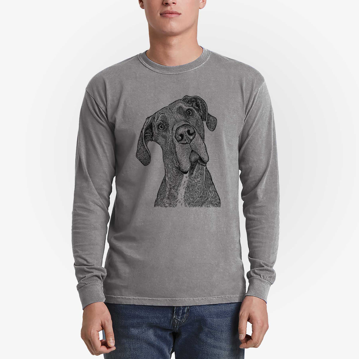 Bare River the Great Dane - Men's Heavyweight 100% Cotton Long Sleeve
