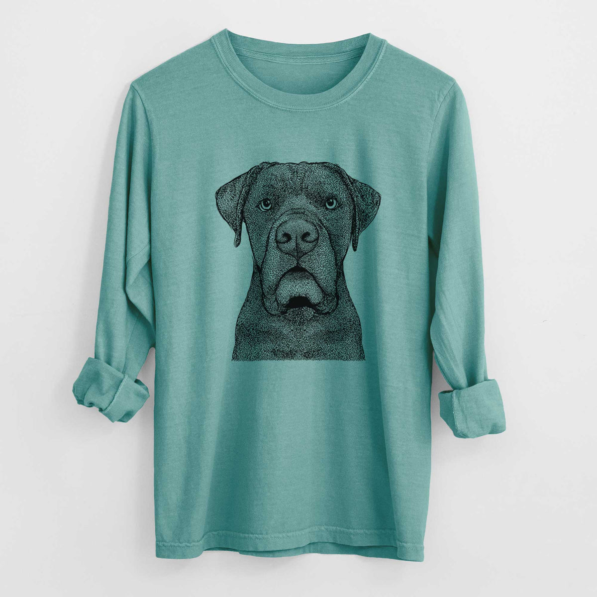 Bare Rocco the Cane Corso - Men&#39;s Heavyweight 100% Cotton Long Sleeve