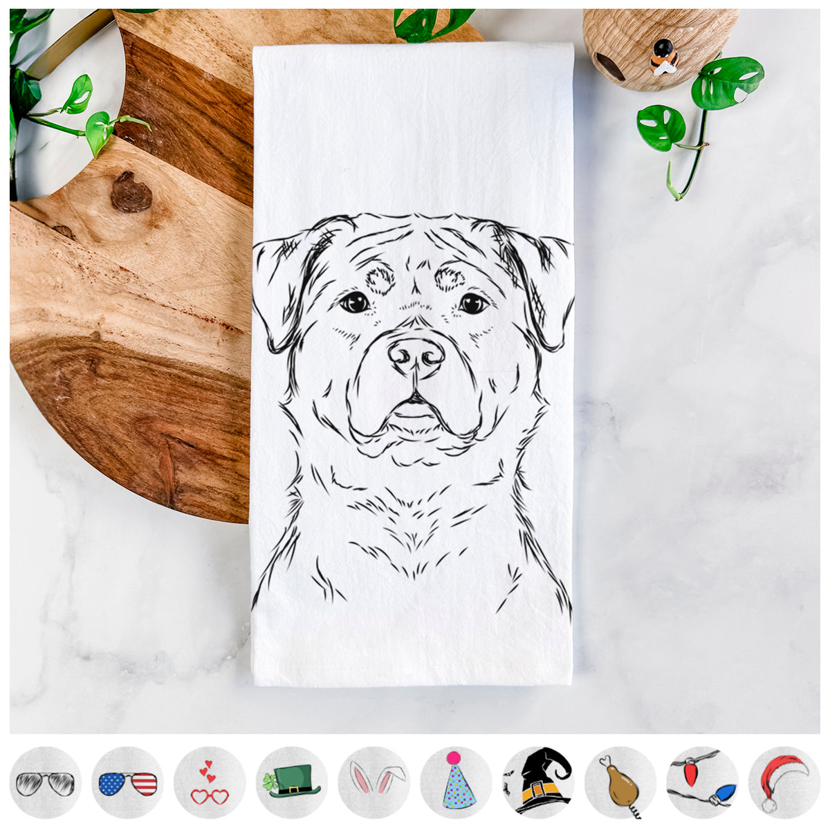 Rocky the Rottweiler Tea Towel