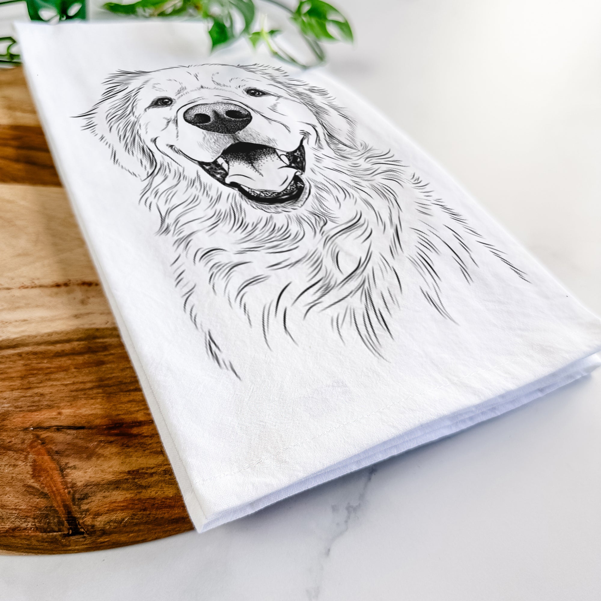 Roger the Golden Retriever Tea Towel