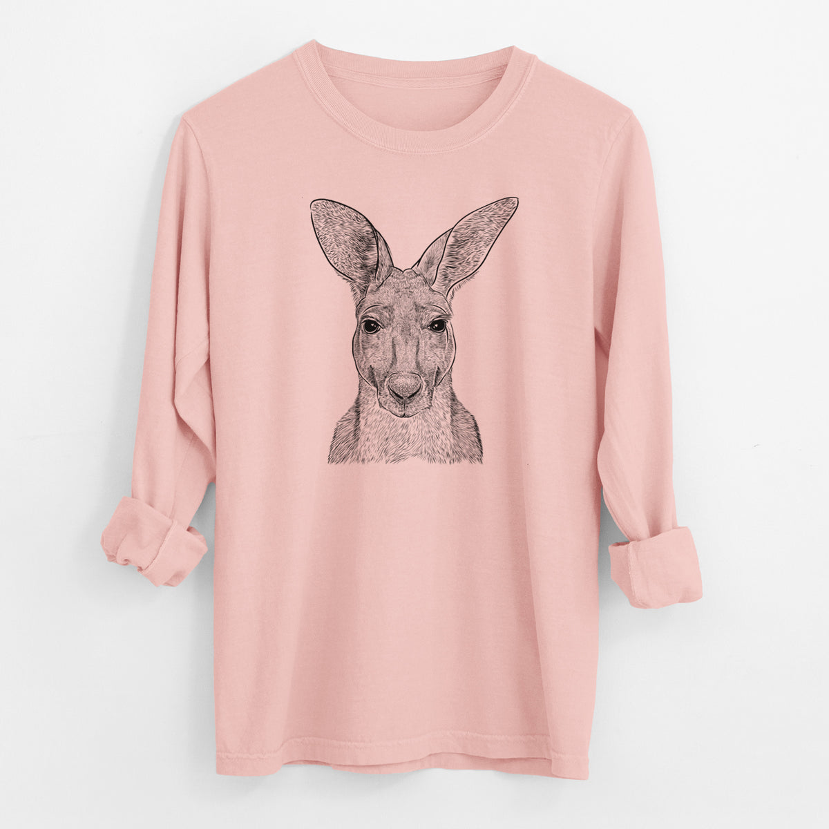 Bare Roger the Red Kangaroo - Men's Heavyweight 100% Cotton Long Sleeve