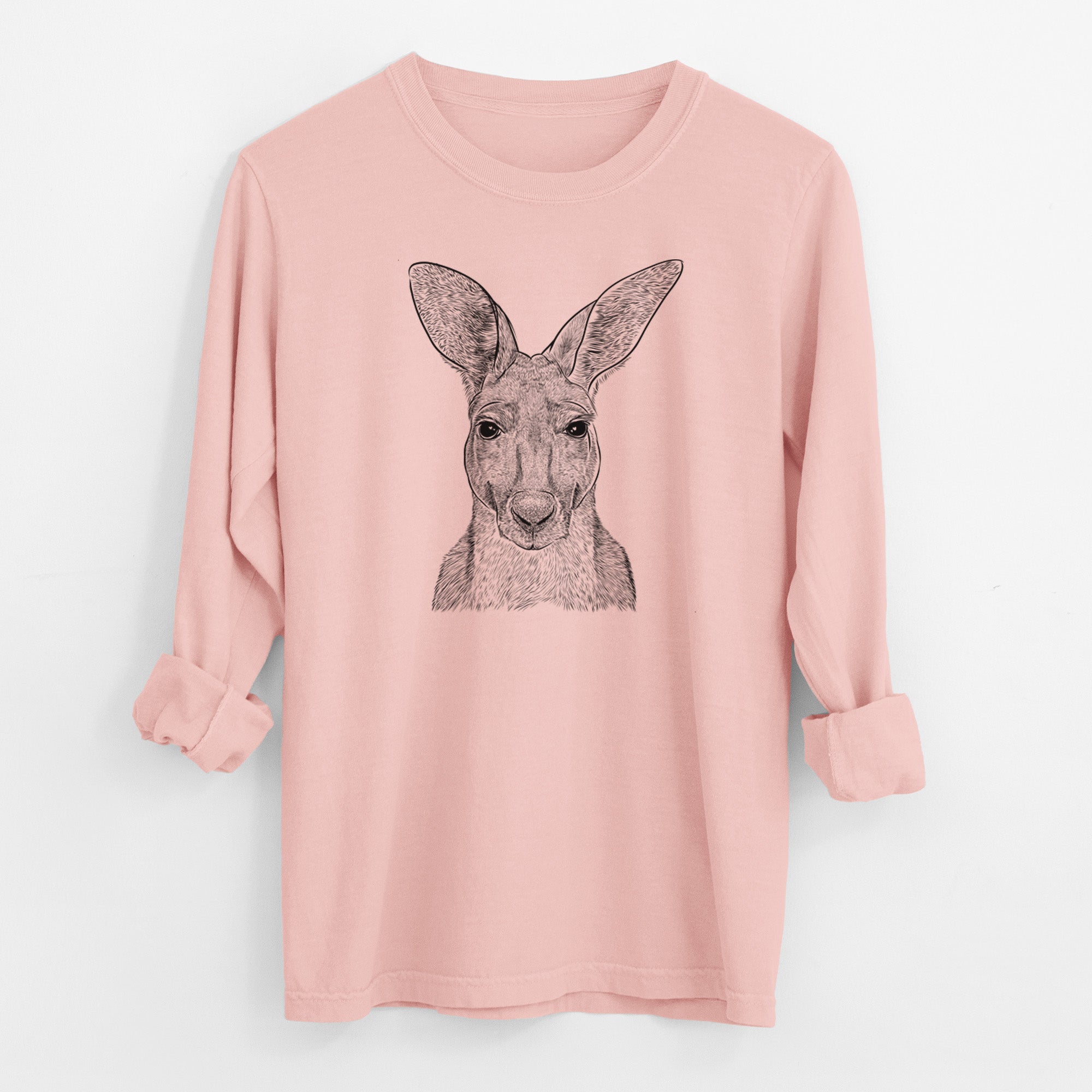 Bare Roger the Red Kangaroo - Men's Heavyweight 100% Cotton Long Sleeve