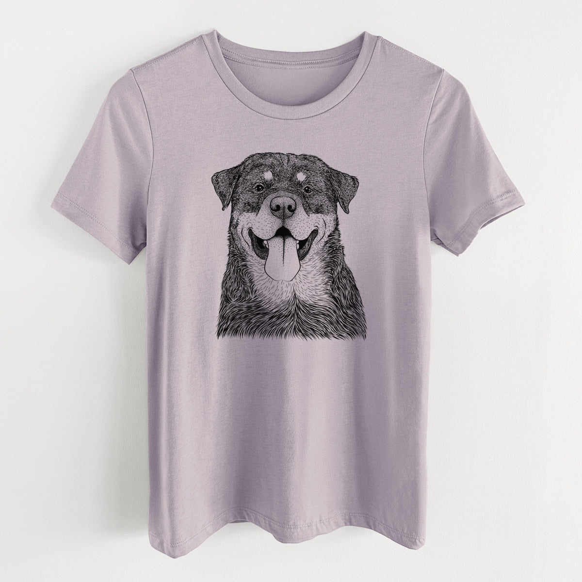 Bare Romeo the Rottweiler - Women&#39;s Lightweight Relaxed Fit 100% Cotton Crewneck