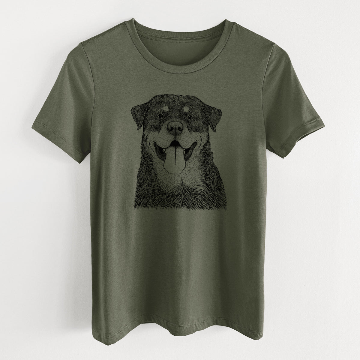 Bare Romeo the Rottweiler - Women's Lightweight Relaxed Fit 100% Cotton Crewneck