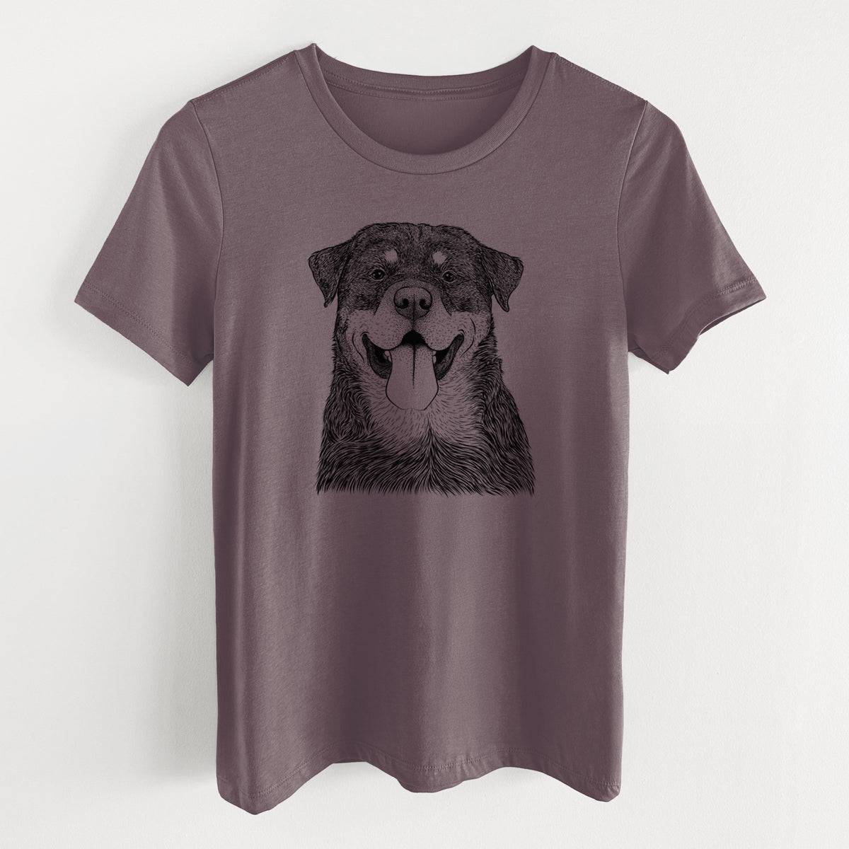 Bare Romeo the Rottweiler - Women's Lightweight Relaxed Fit 100% Cotton Crewneck