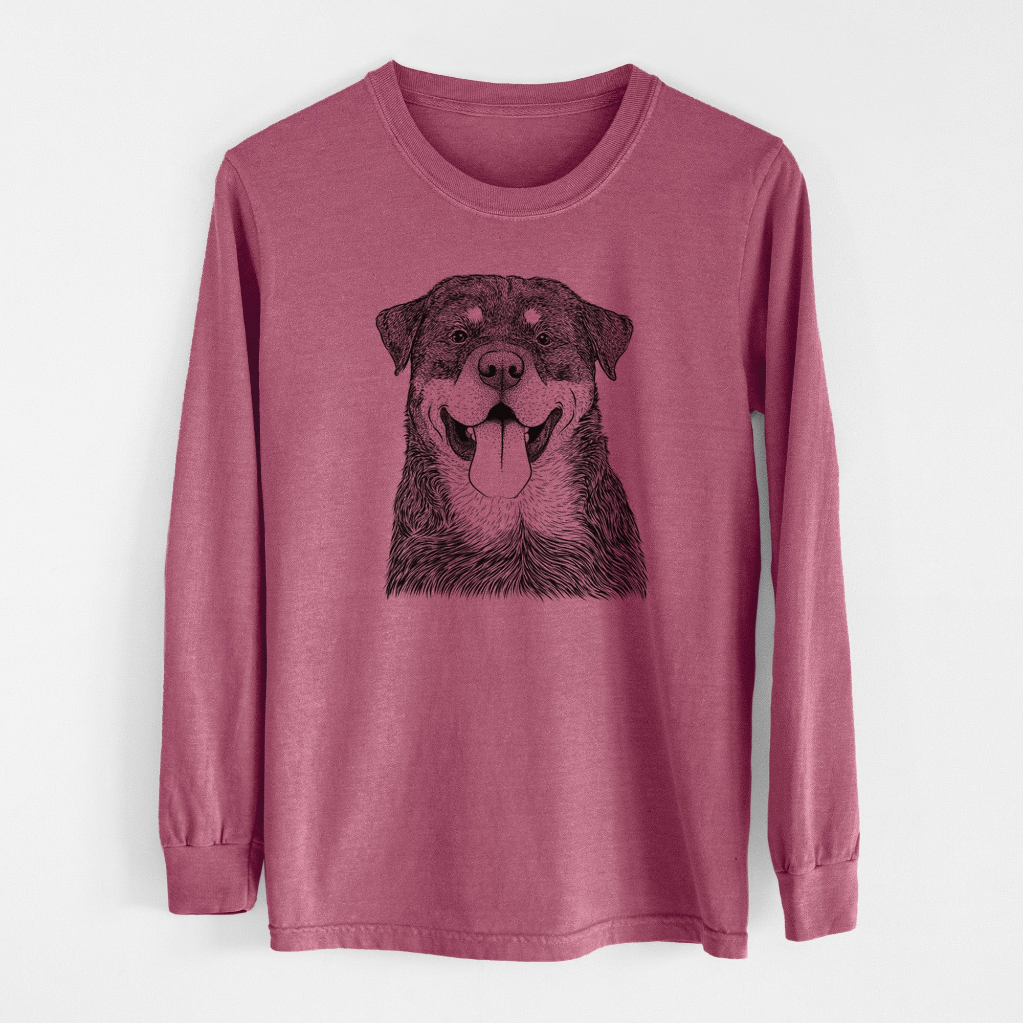 Bare Romeo the Rottweiler - Men's Heavyweight 100% Cotton Long Sleeve