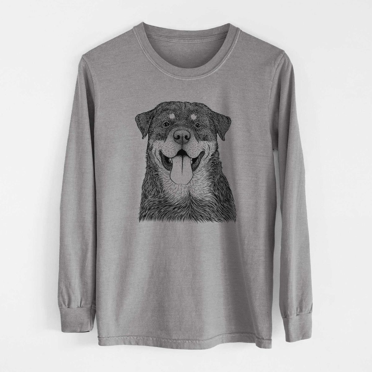 Bare Romeo the Rottweiler - Men's Heavyweight 100% Cotton Long Sleeve