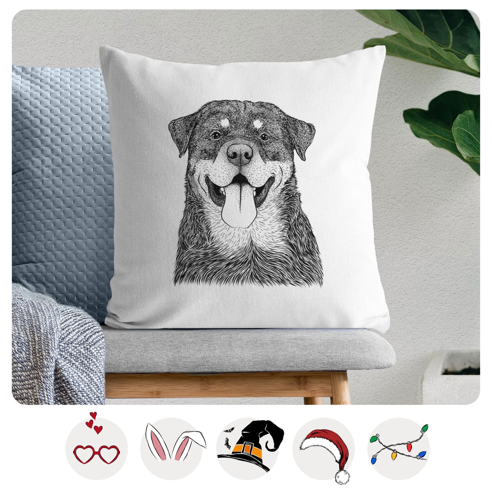 Romeo the Rottweiler - Throw Pillow Cover