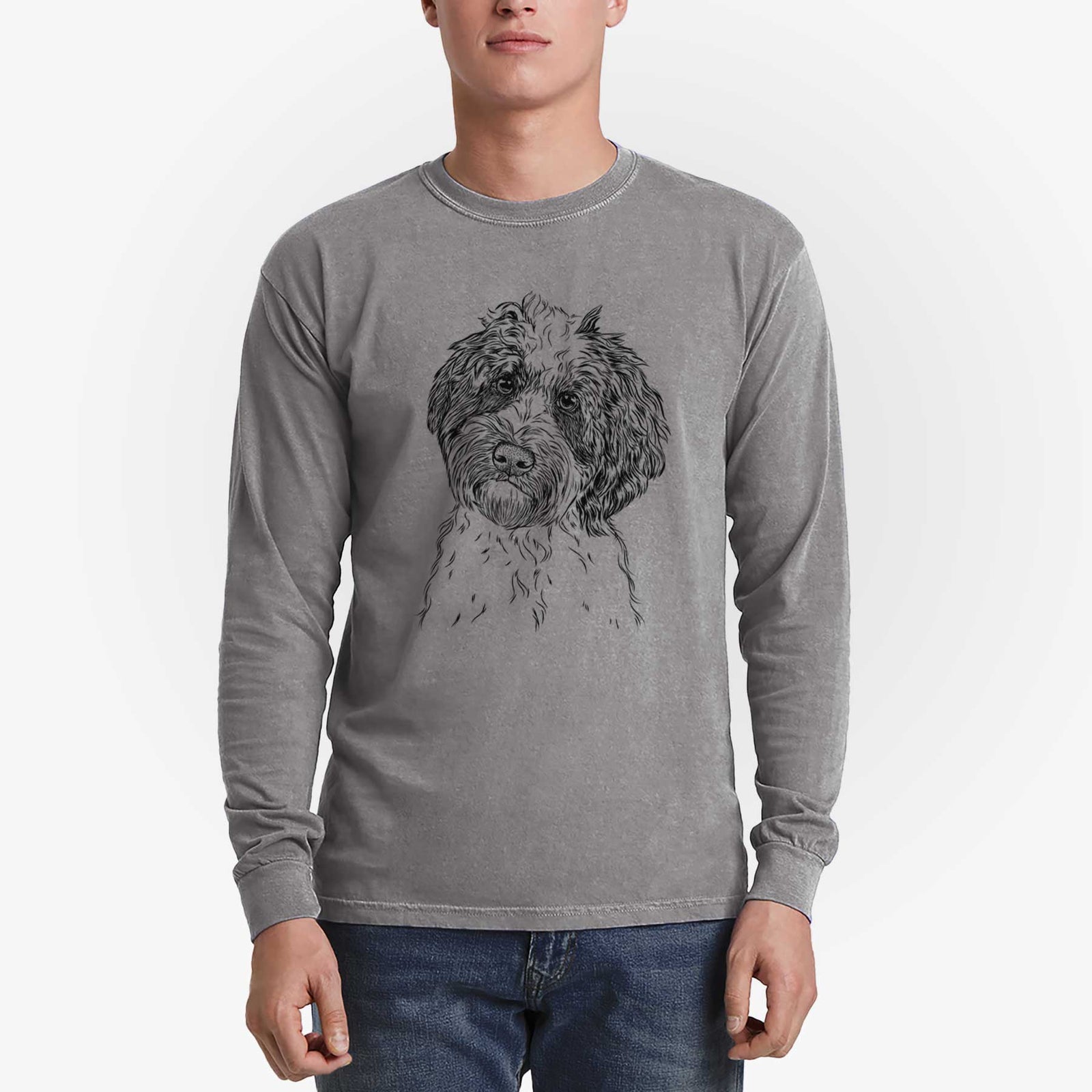 Bare Rooney the Aussiedoodle - Men's Heavyweight 100% Cotton Long Sleeve
