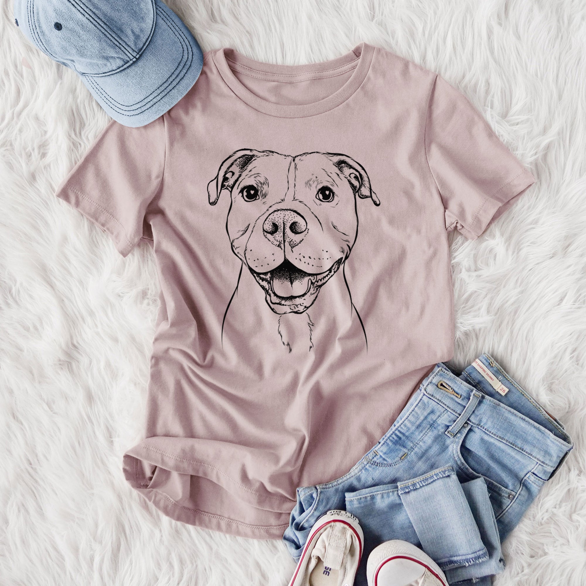 Bare Roscoe the Pitbull - Women's Lightweight Relaxed Fit 100% Cotton Crewneck