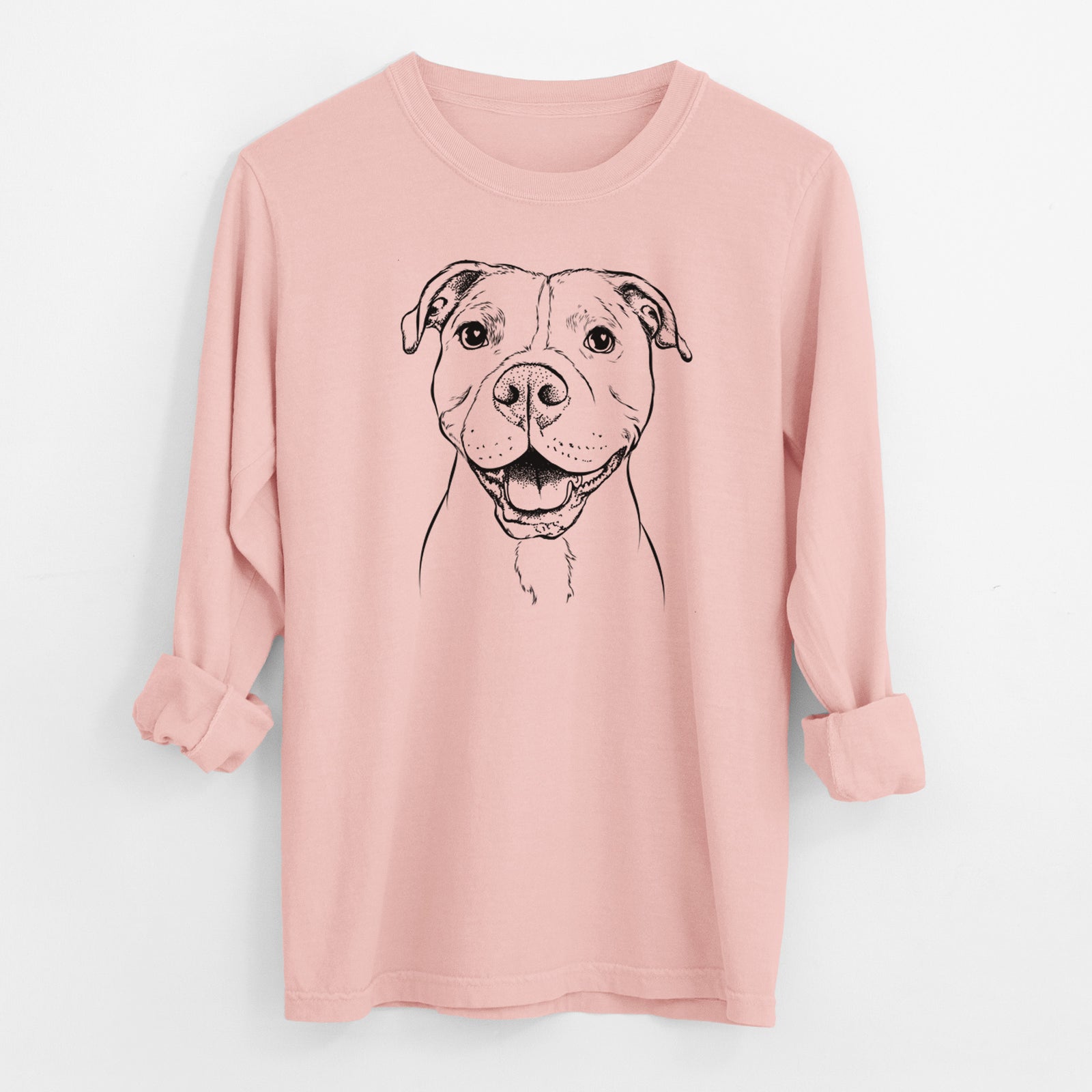 Bare Roscoe the Pitbull - Men's Heavyweight 100% Cotton Long Sleeve