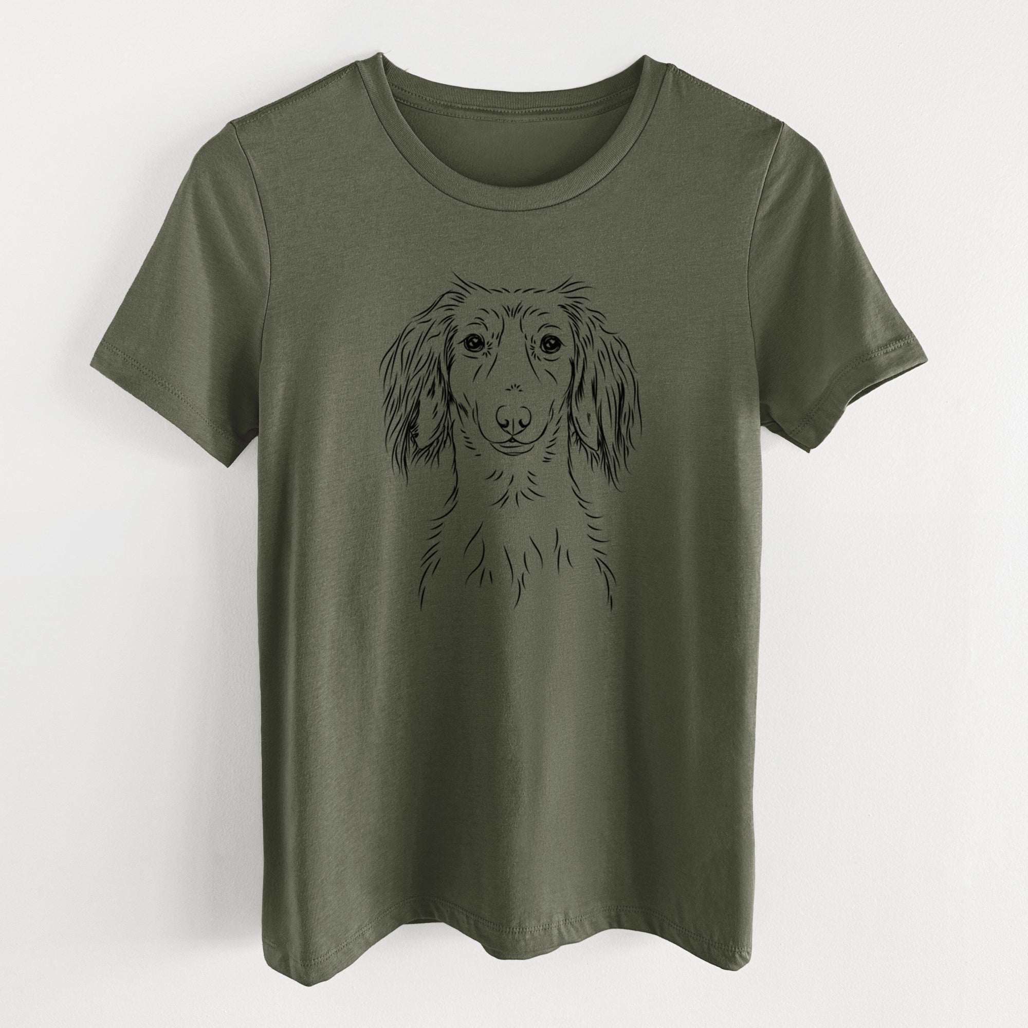 Bare Roux the Long Haired Dachshund - Women's Lightweight Relaxed Fit 100% Cotton Crewneck