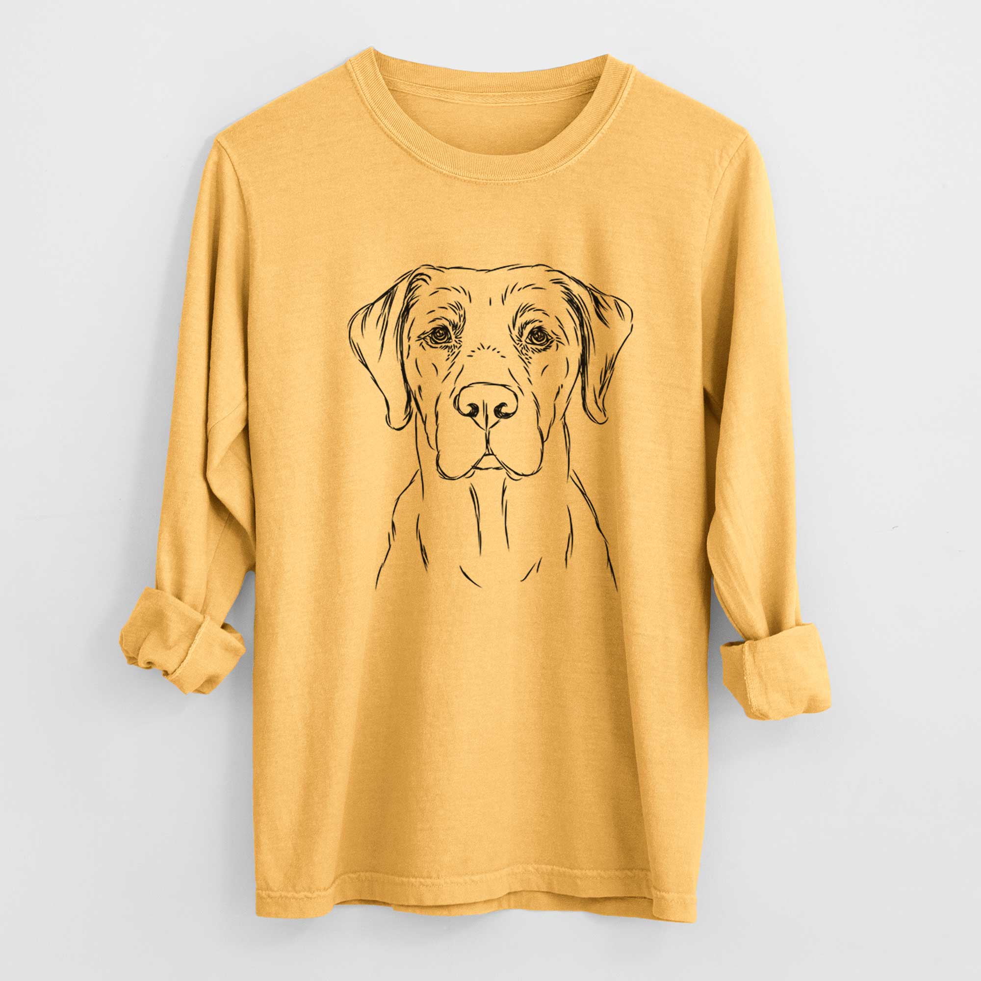 Bare Rowdy the Labrador Retriever - Men's Heavyweight 100% Cotton Long Sleeve