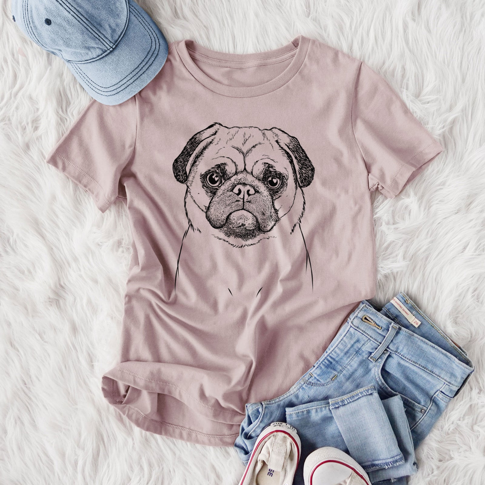 Bare Ruby the Pug - Women's Lightweight Relaxed Fit 100% Cotton Crewneck