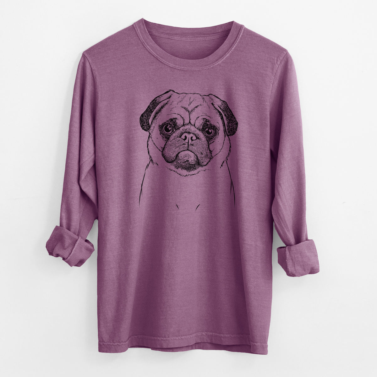 Bare Ruby the Pug - Men's Heavyweight 100% Cotton Long Sleeve