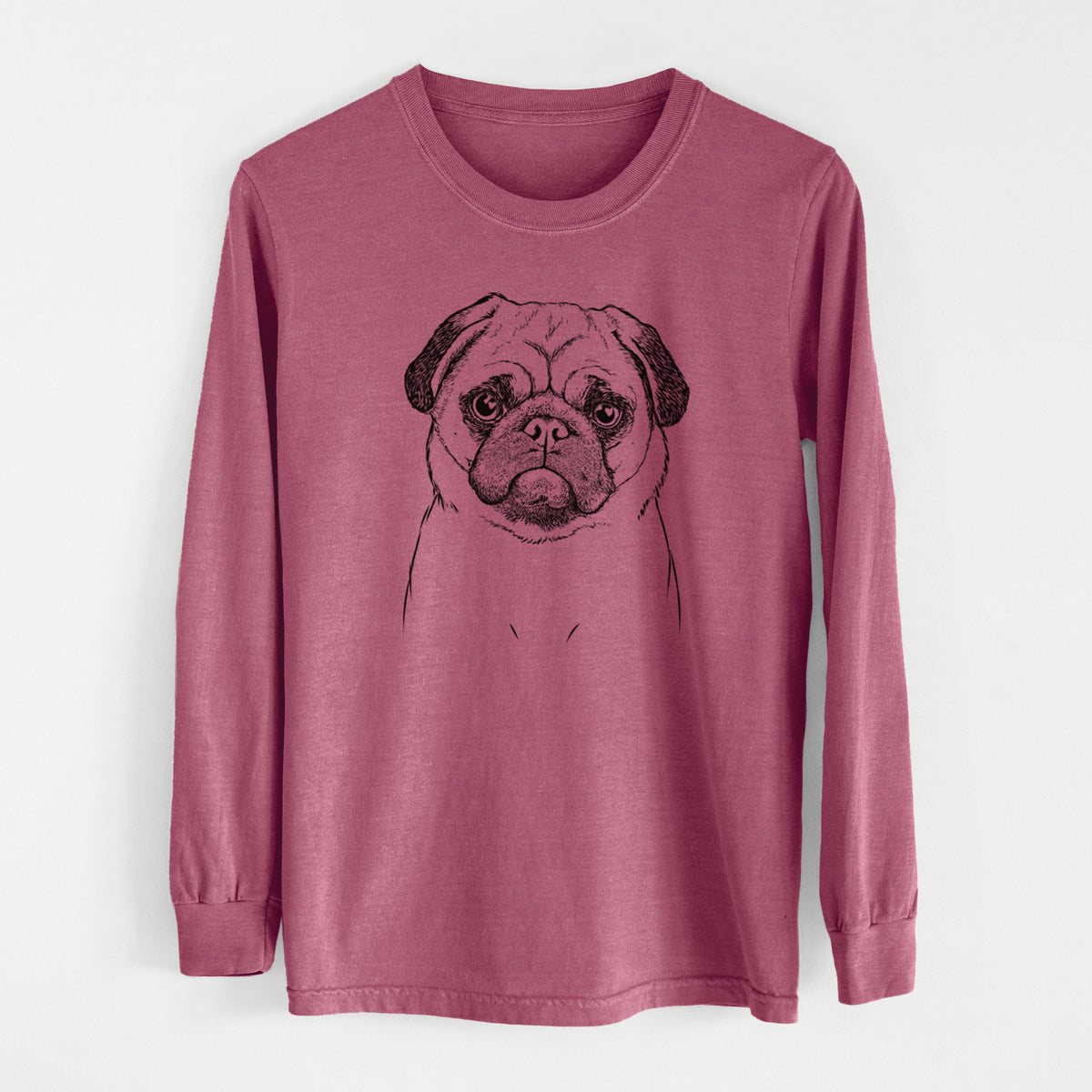 Bare Ruby the Pug - Men's Heavyweight 100% Cotton Long Sleeve