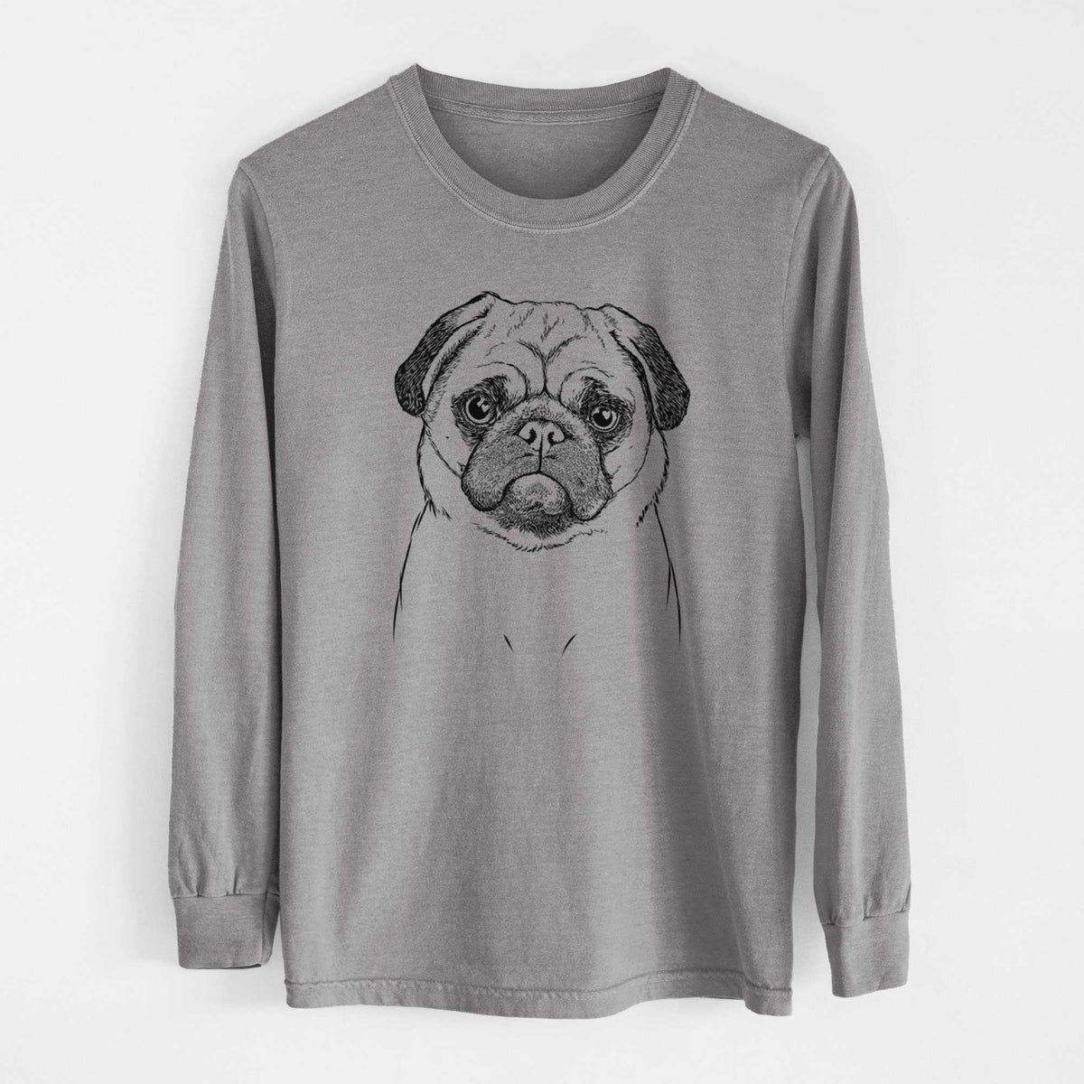 Bare Ruby the Pug - Men's Heavyweight 100% Cotton Long Sleeve
