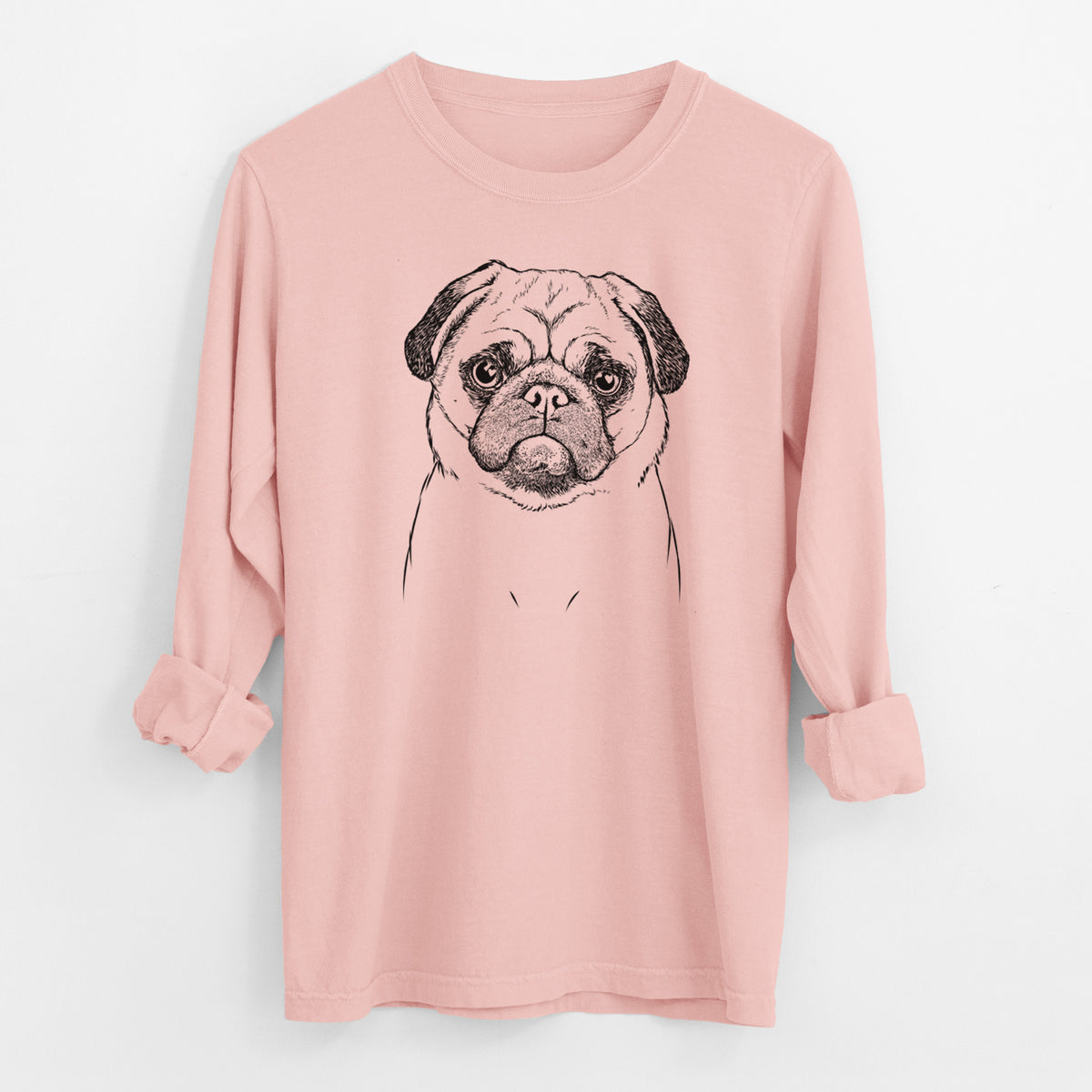 Bare Ruby the Pug - Men's Heavyweight 100% Cotton Long Sleeve