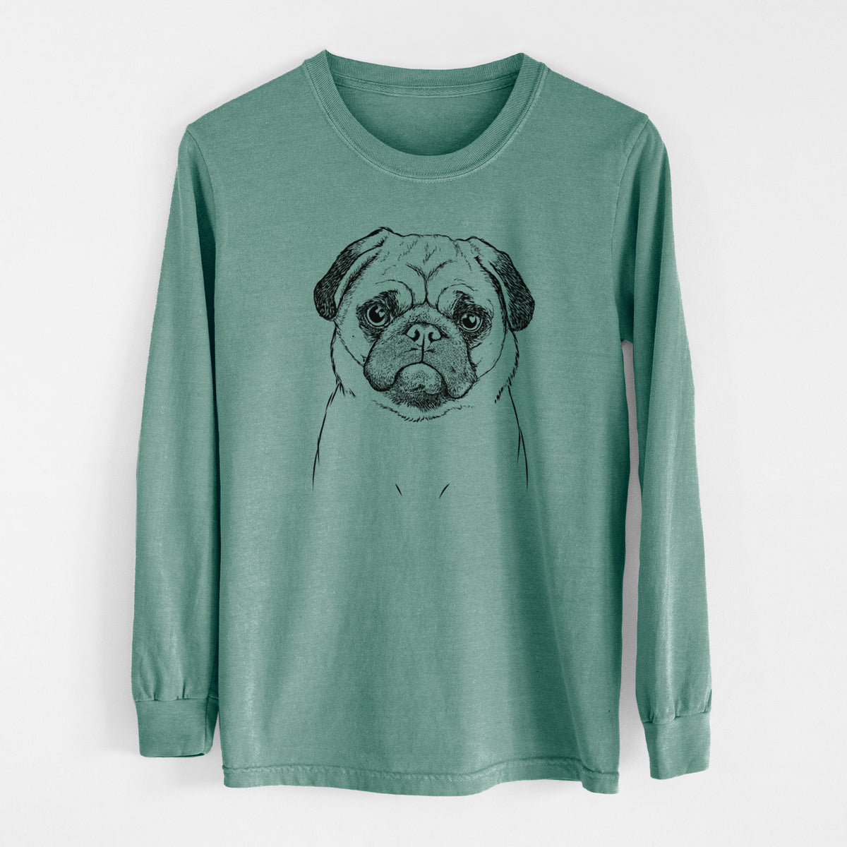 Bare Ruby the Pug - Men's Heavyweight 100% Cotton Long Sleeve