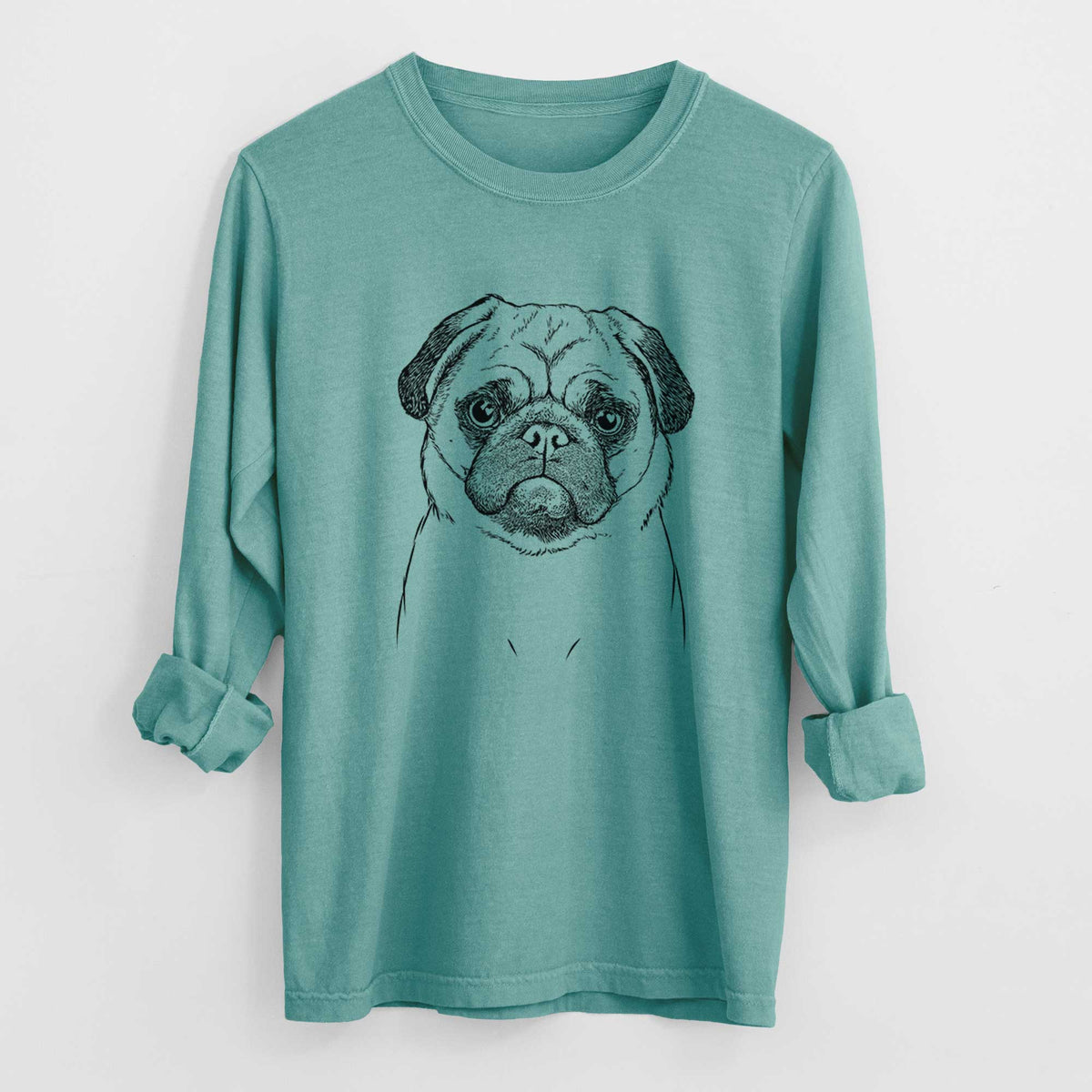 Bare Ruby the Pug - Men's Heavyweight 100% Cotton Long Sleeve