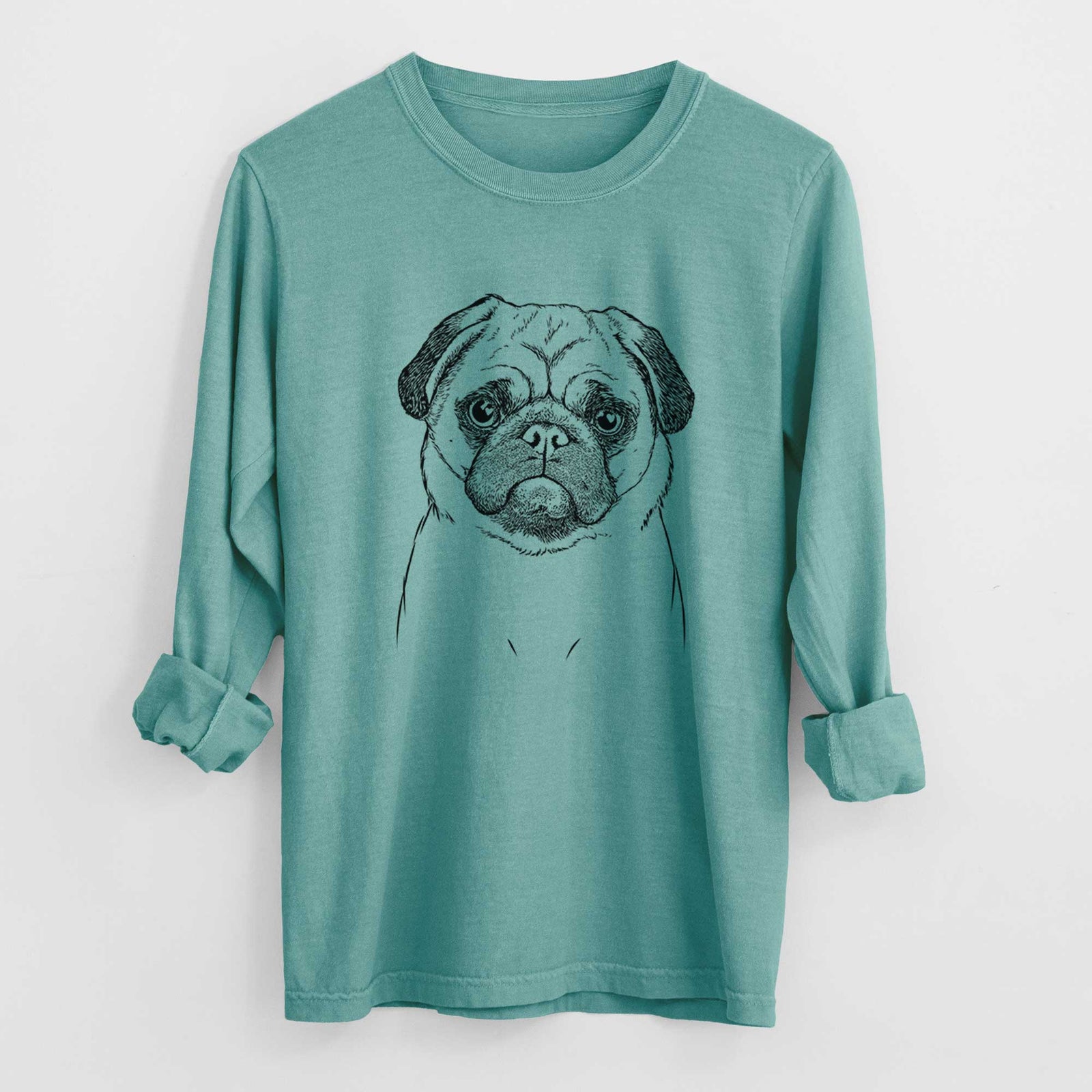 Bare Ruby the Pug - Men's Heavyweight 100% Cotton Long Sleeve