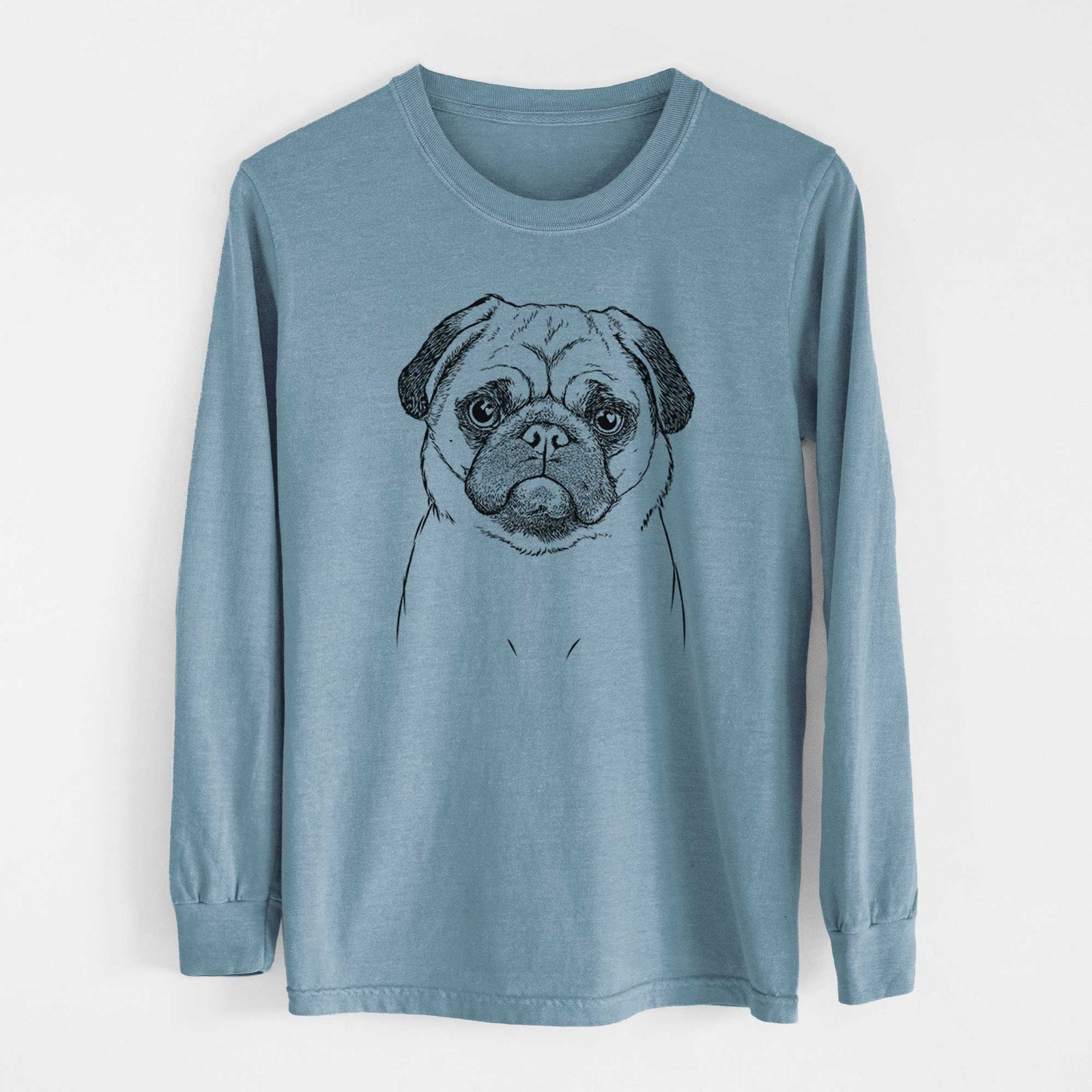 Bare Ruby the Pug - Men's Heavyweight 100% Cotton Long Sleeve