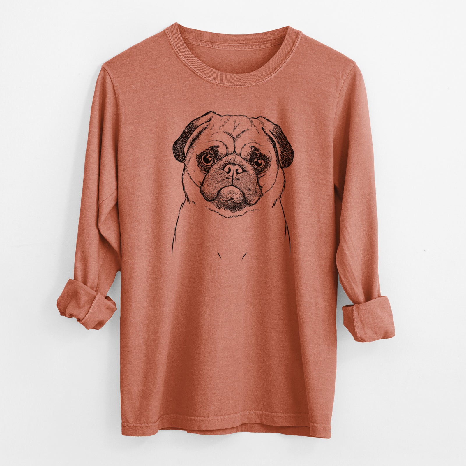 Bare Ruby the Pug - Men's Heavyweight 100% Cotton Long Sleeve