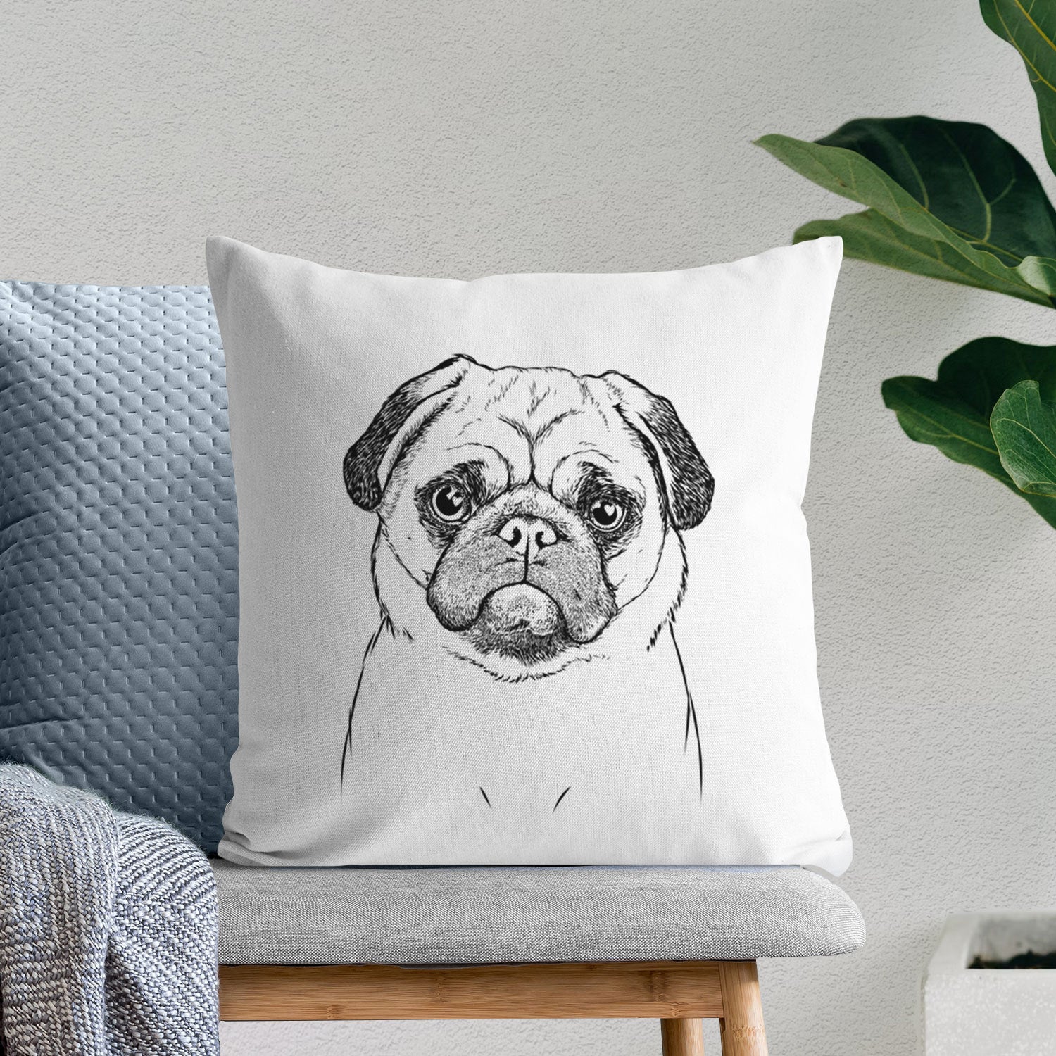 Ruby the Pug - Throw Pillow Cover