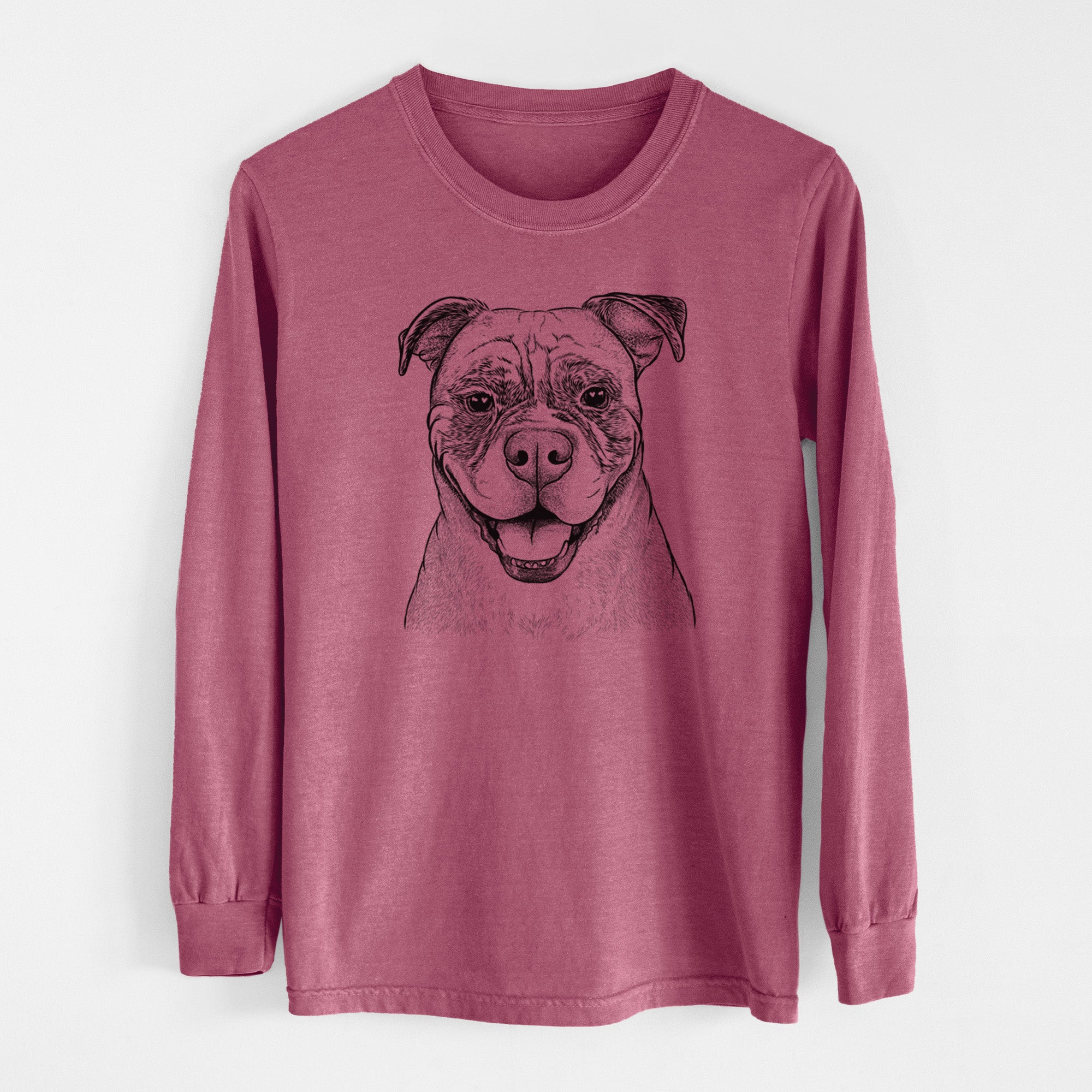 Bare Rufus the American Bulldog - Men's Heavyweight 100% Cotton Long Sleeve