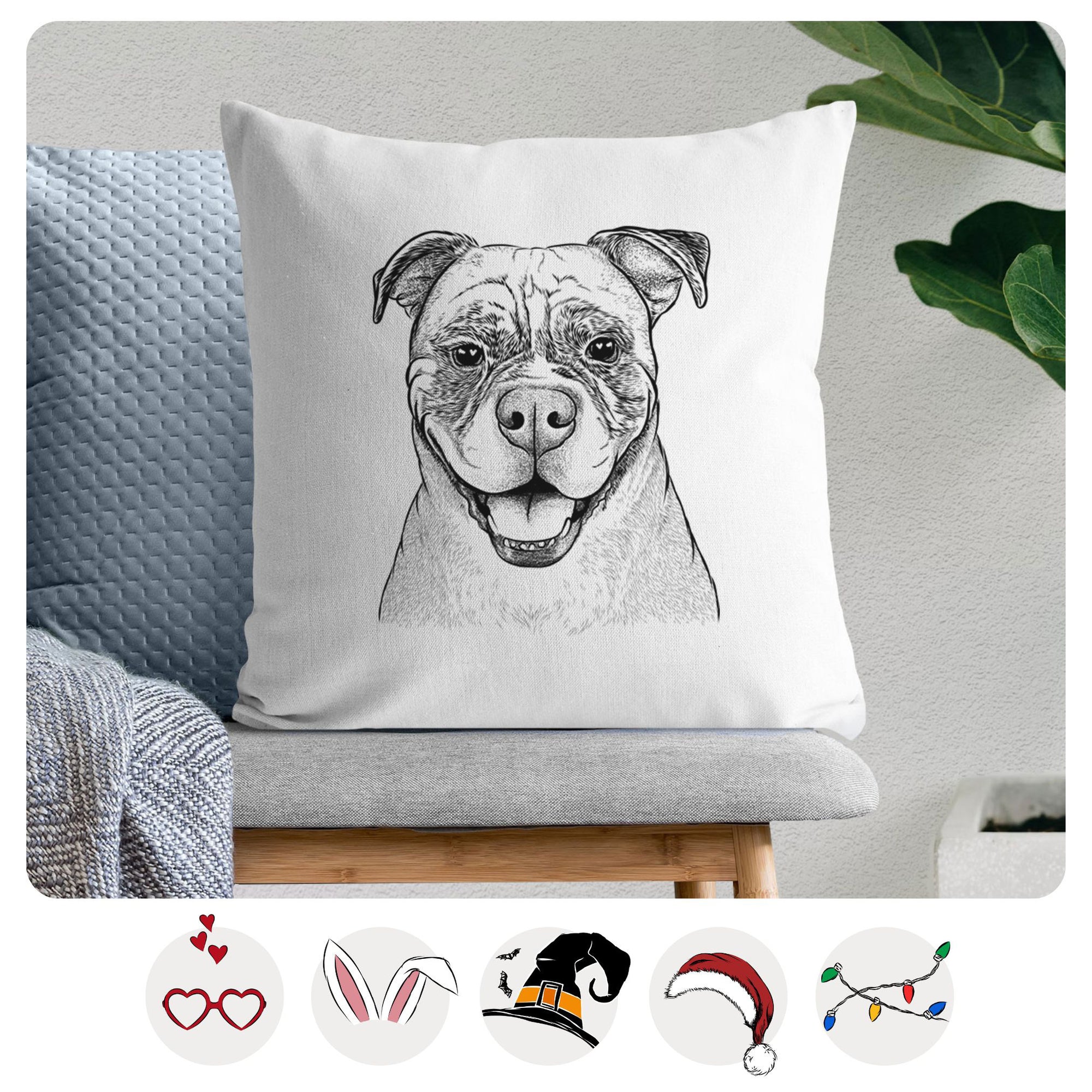 Rufus the American Bulldog - Throw Pillow Cover