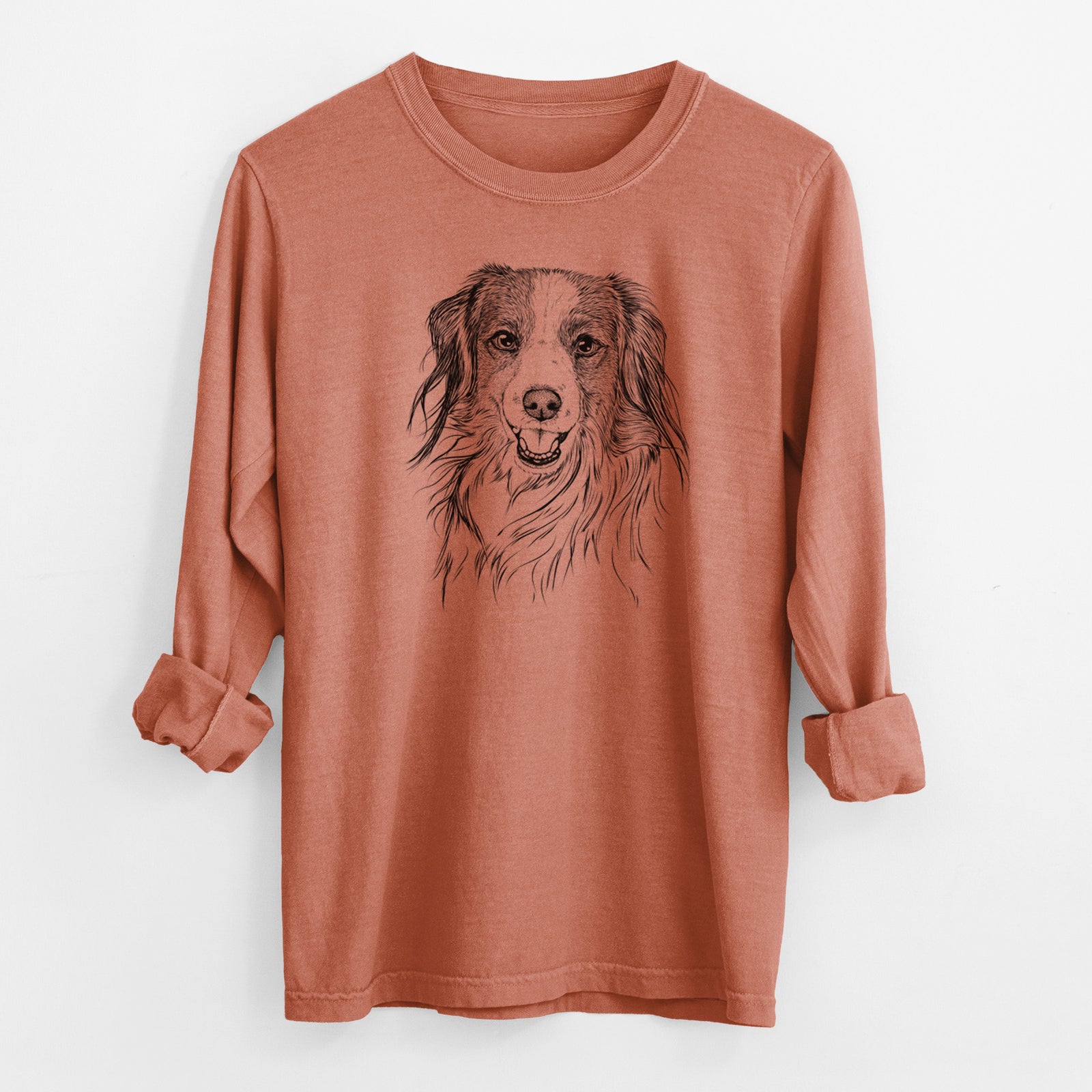 Bare Rutger the Nederlandse Kooikerhondje - Men's Heavyweight 100% Cotton Long Sleeve