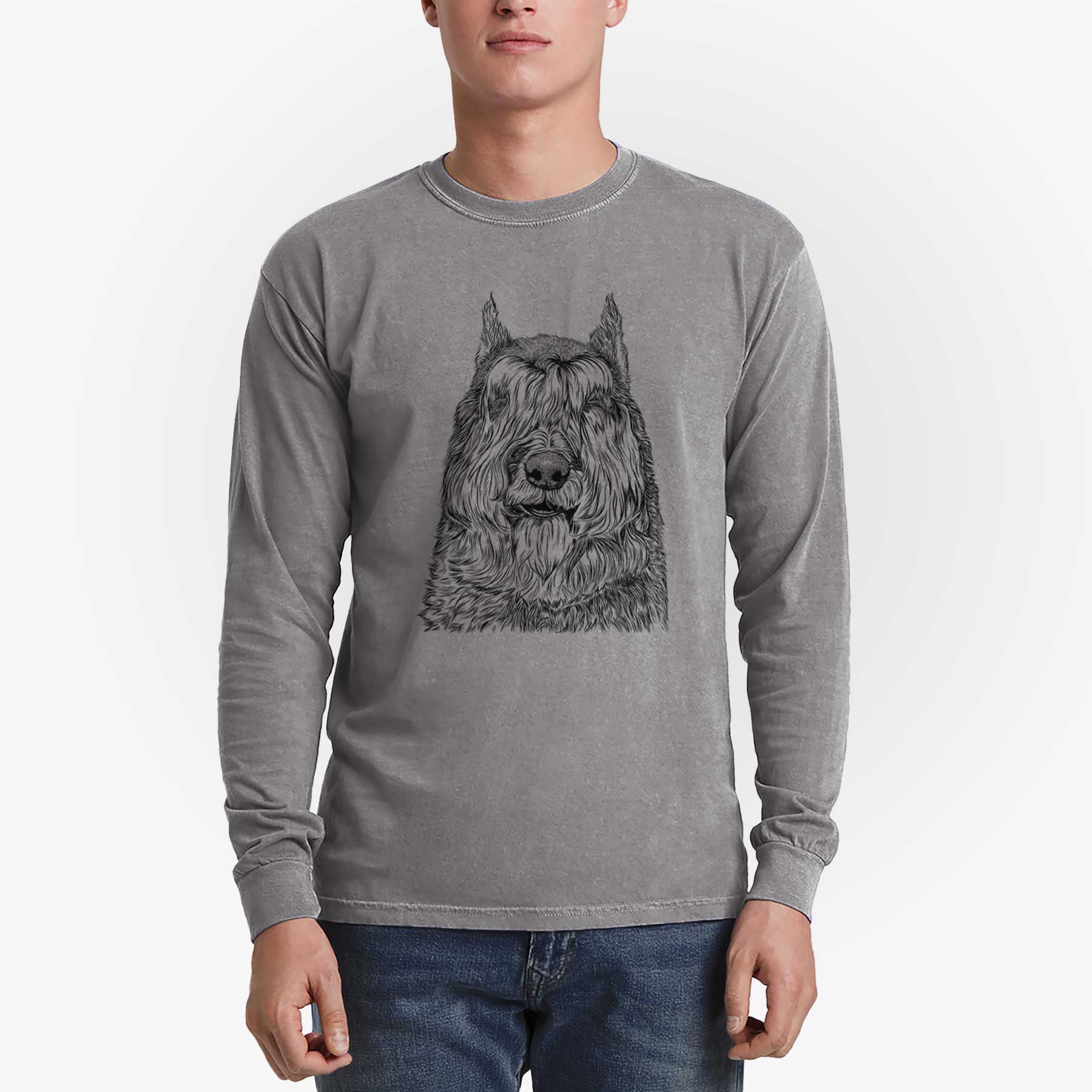 Bare Sabre the Bouvier Des Flandres - Men's Heavyweight 100% Cotton Long Sleeve